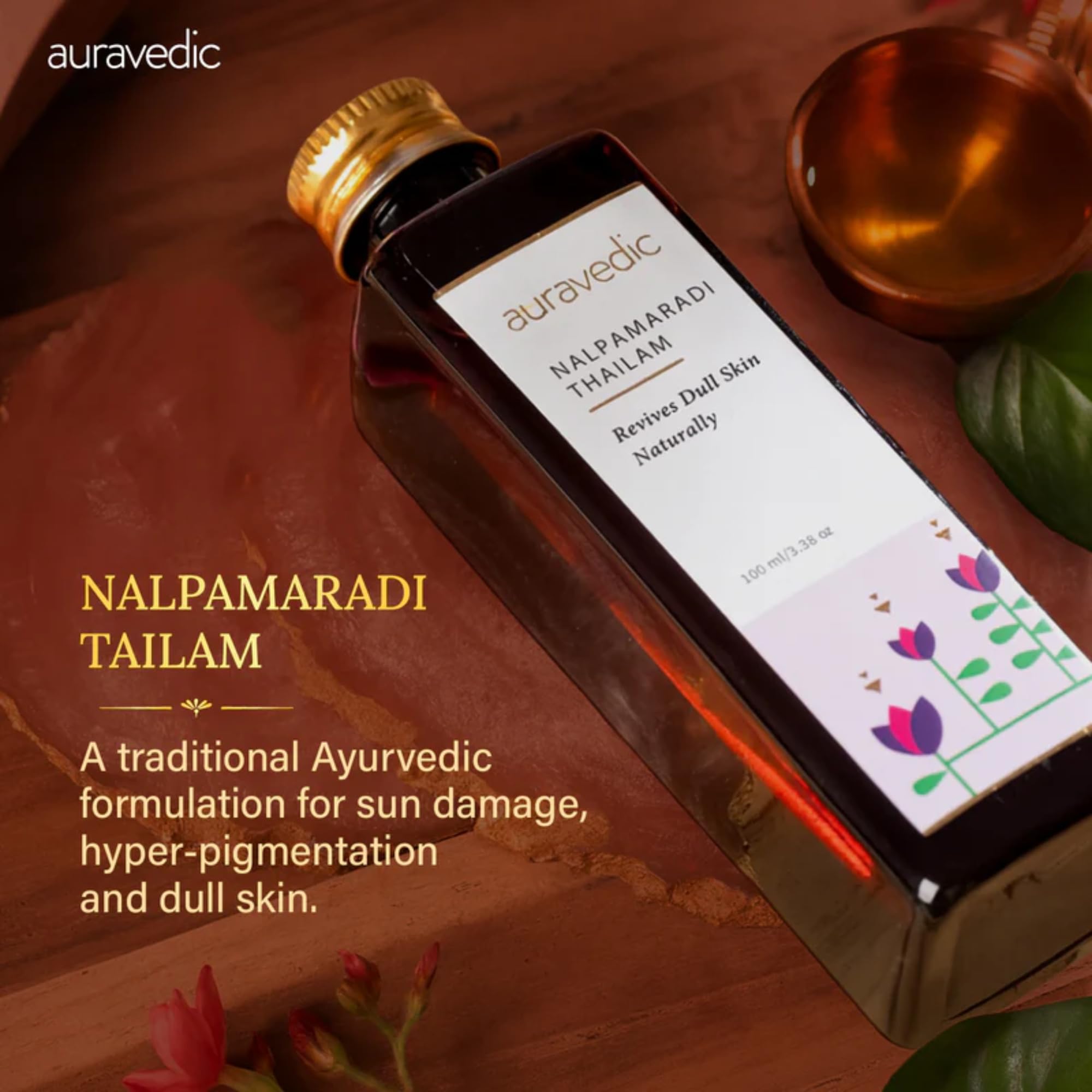 Auravedic Nalpamaradi Thailam for Face Body oil after bath for daily use 100 ml Nalpamaradi oil for Skin Brightening Pigmentation DeTan For Men Women – view 3