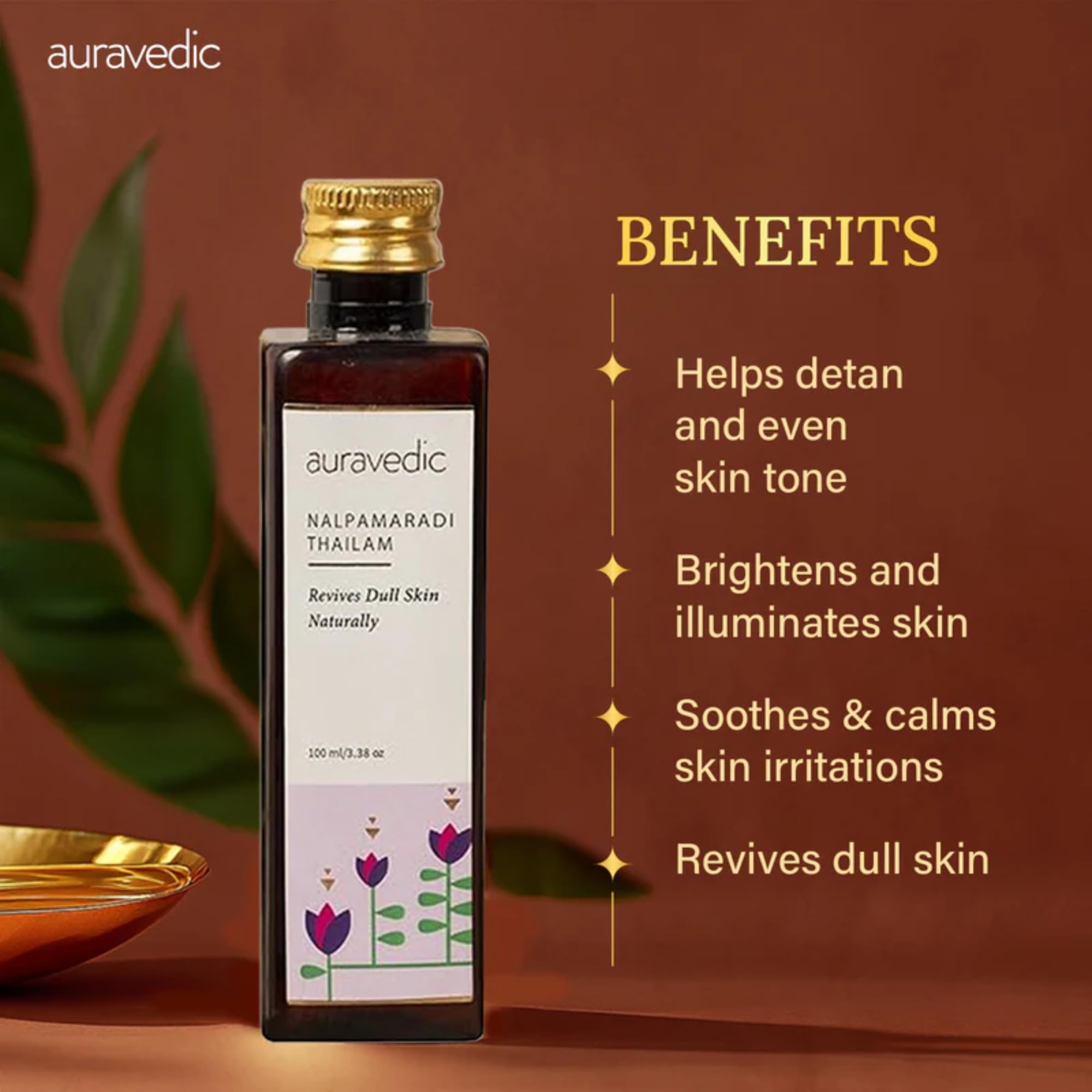 Auravedic Nalpamaradi Thailam for Face Body oil after bath for daily use 100 ml Nalpamaradi oil for Skin Brightening Pigmentation DeTan For Men Women – view 4