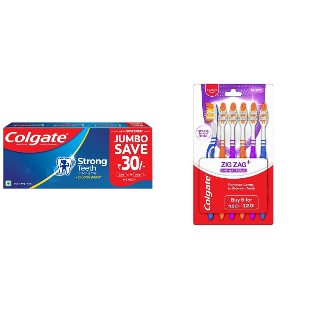 Colgate oral care combo with toothpaste tube and six toothbrushes
