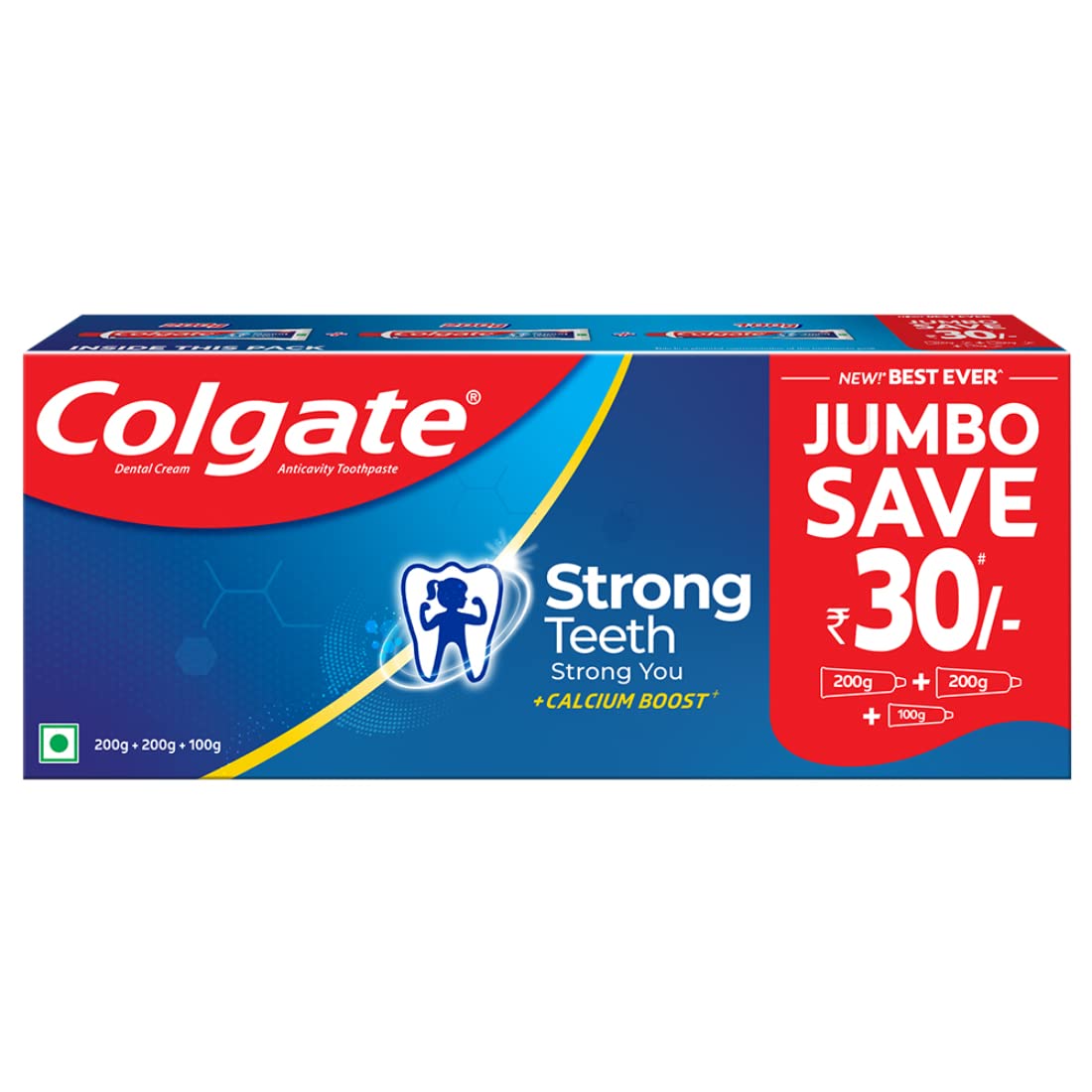 Colgate Strong Teeth Cavity Protection Toothpaste, Colgate Toothpaste with Calcium Boost, 500gm Saver Pack & ZigZag Toothbrush, Pack of 6 Medium Multicolour Soft Tooth brush – view 2