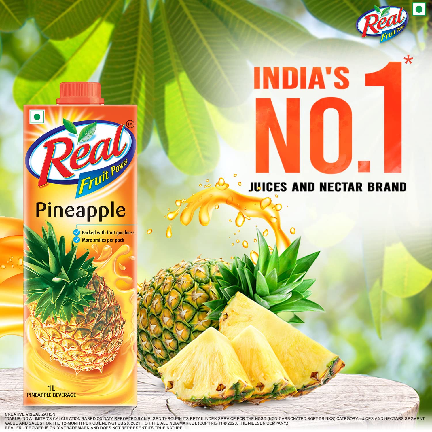 DABUR Real Pineapple Fruit Juice-1L – view 2