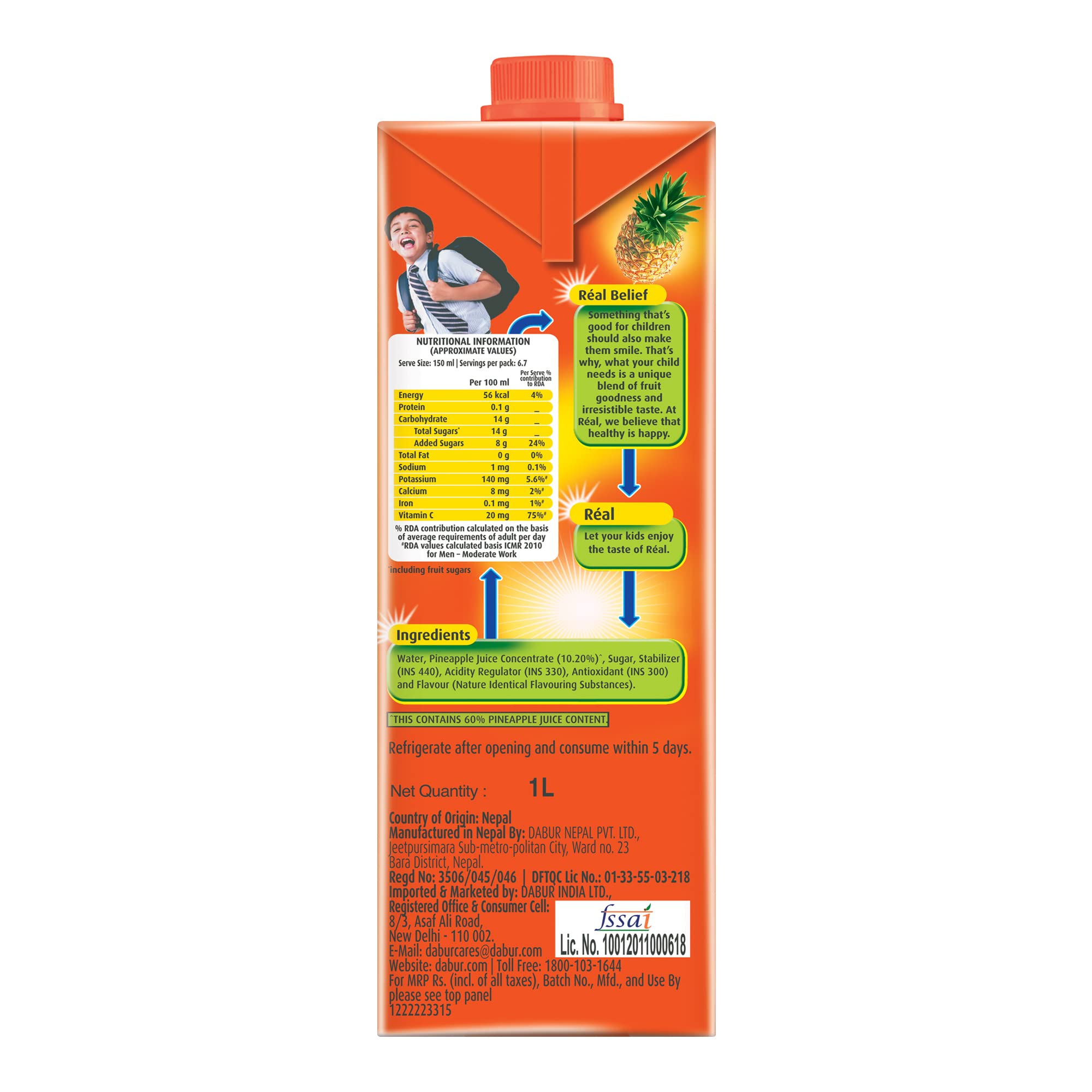 DABUR Real Pineapple Fruit Juice-1L – view 6
