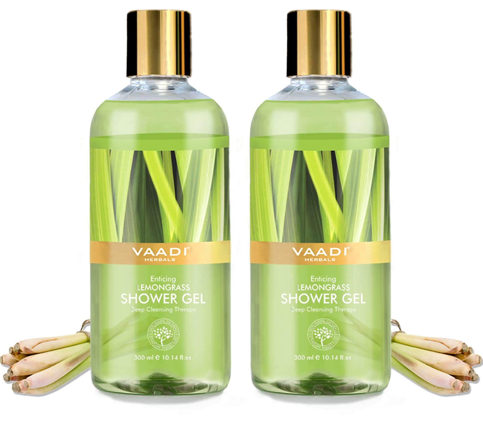 Two Vaadi Herbals Enticing Lemongrass shower gel tubes