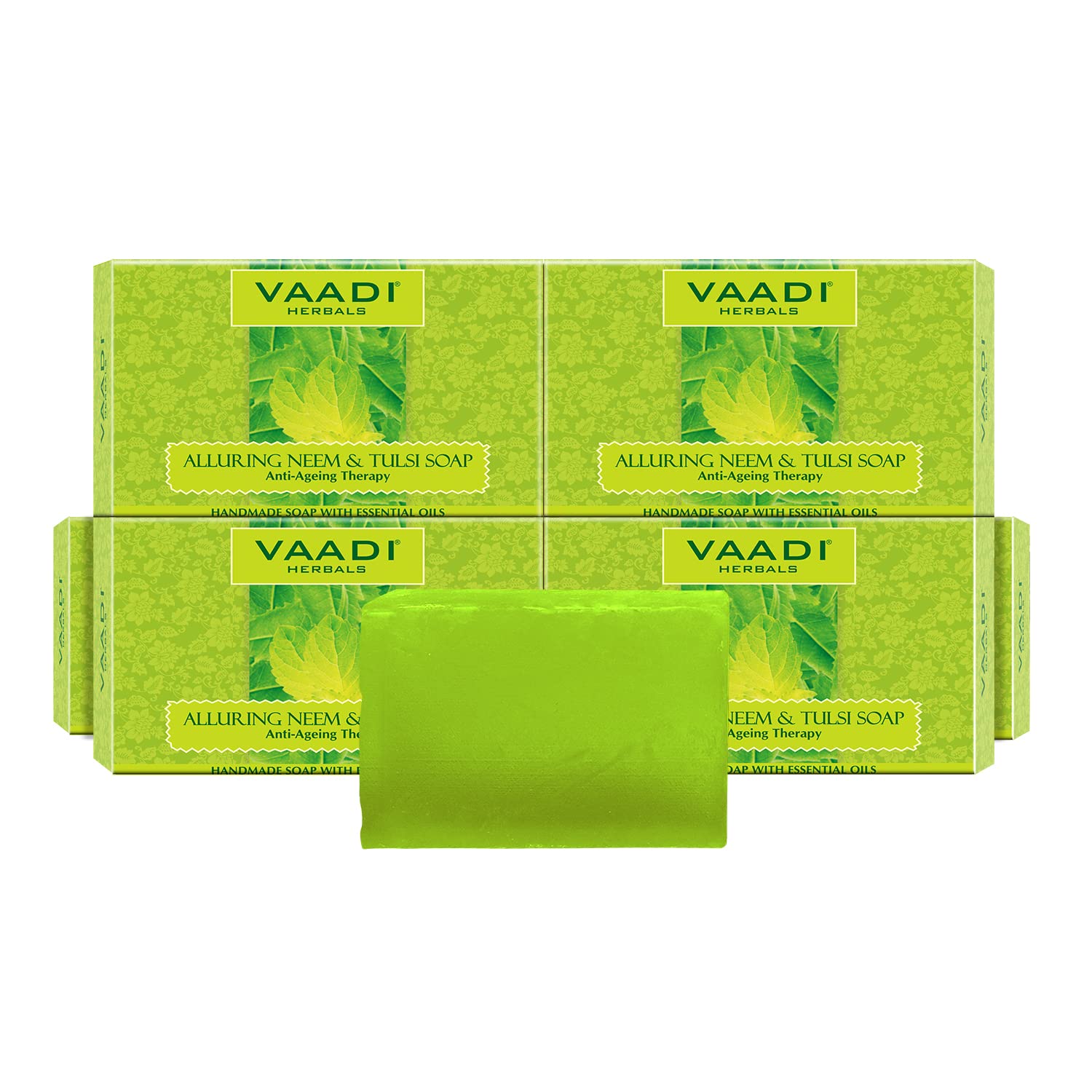 Pack of six neem tulsi soap bars for body cleansing