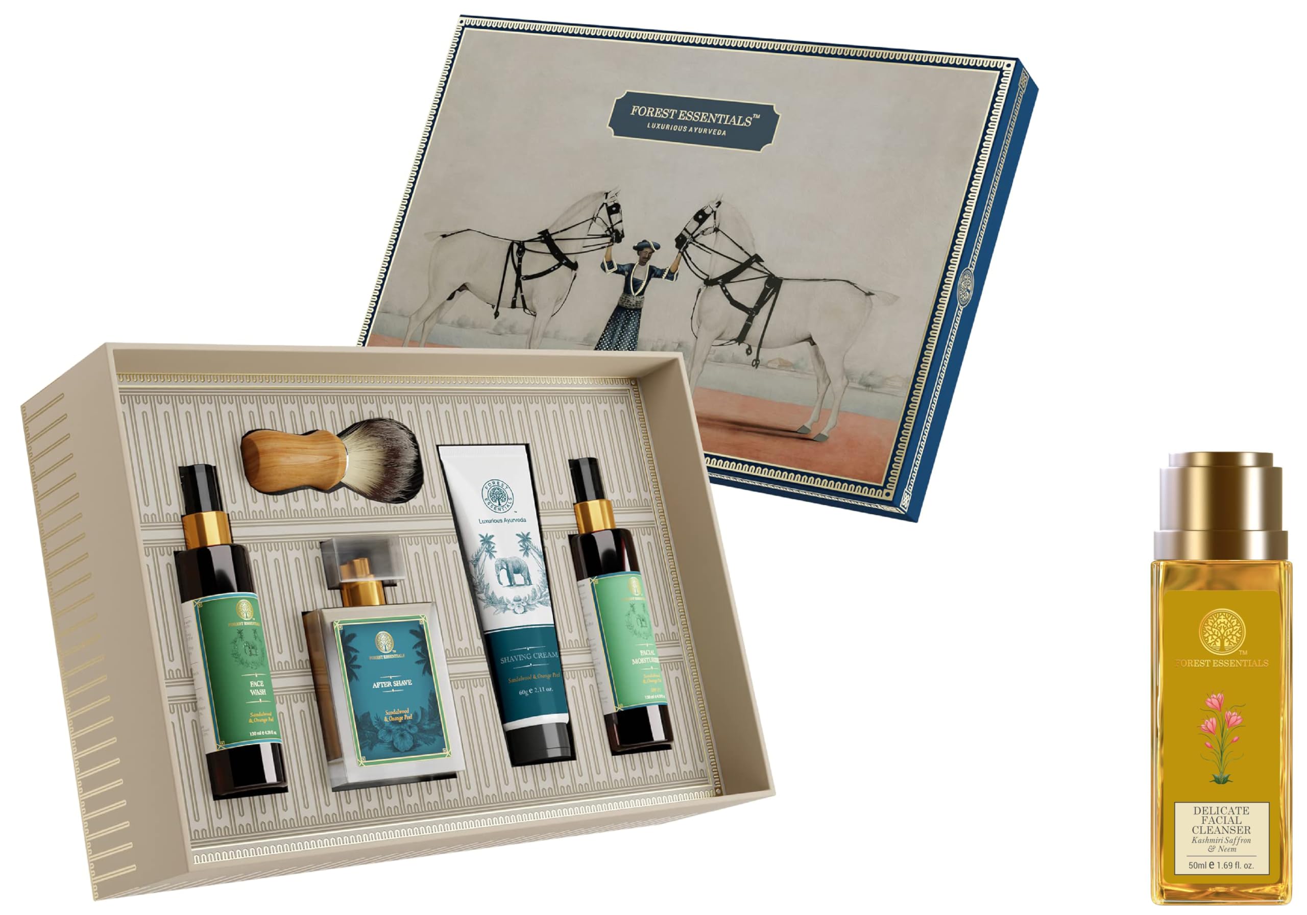 Forest Essentials skincare combo with gift box and cleanser
