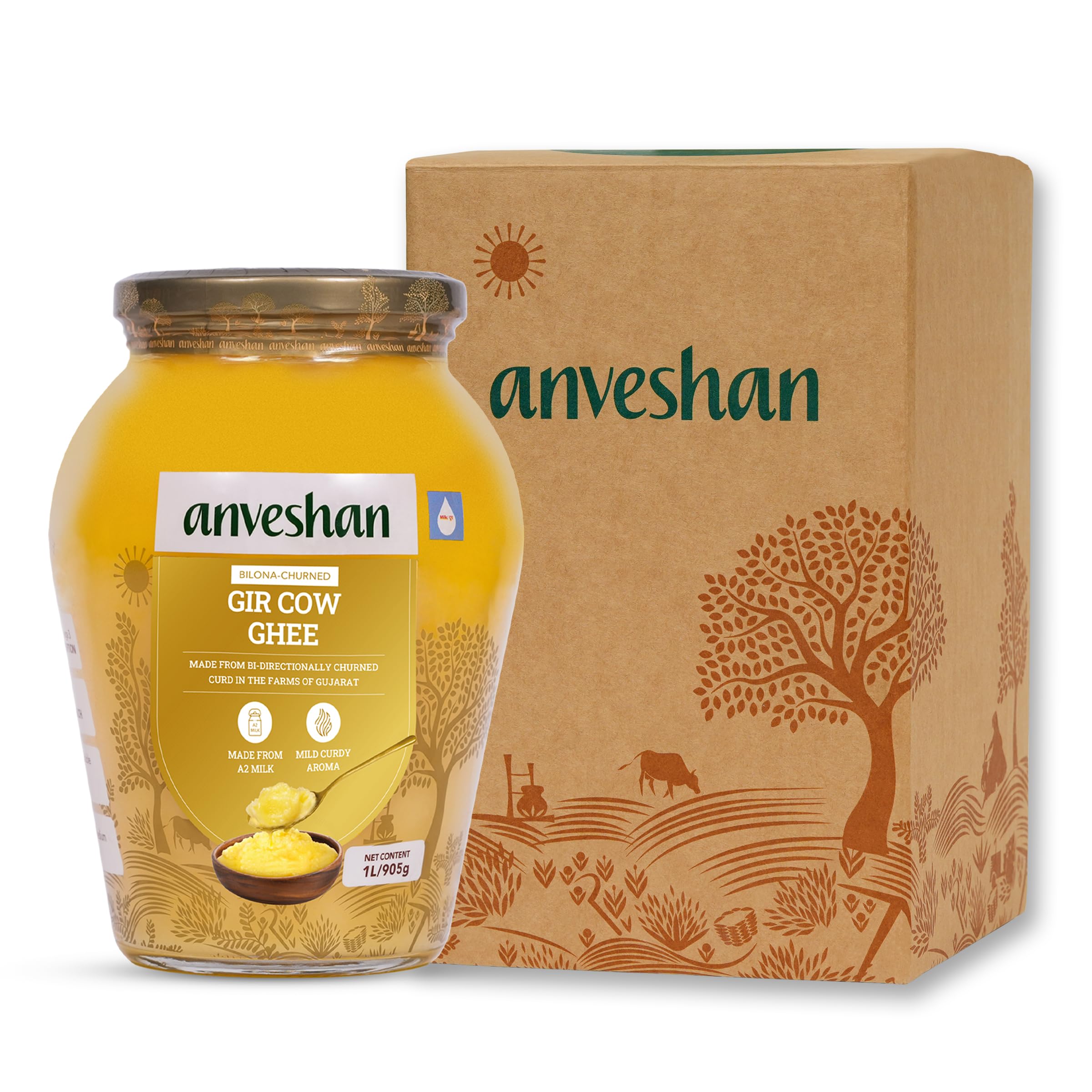 Anveshan bilona A2 Gir cow ghee 1 liter pack