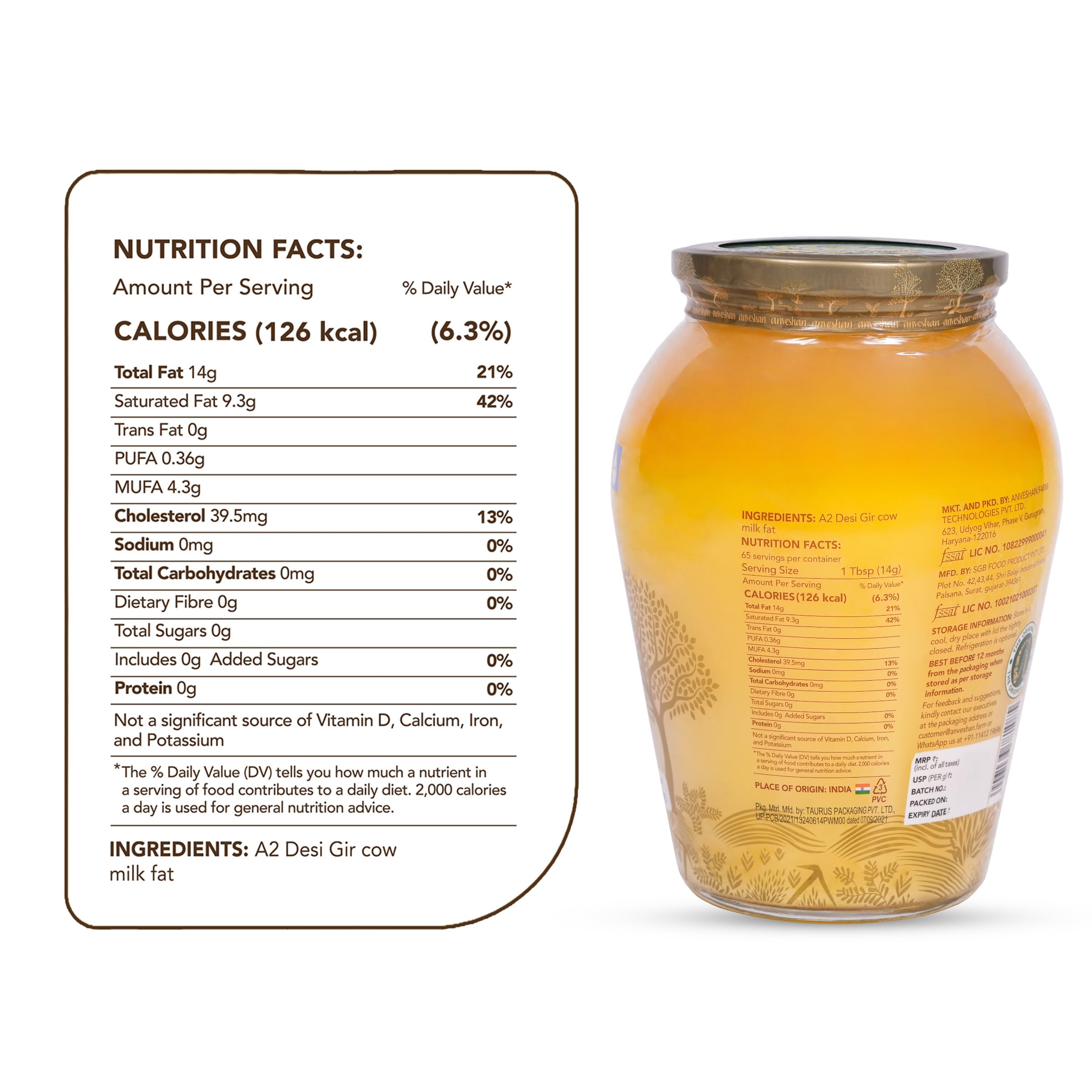 Anveshan A2 Gir Cow Ghee Bilona Method 1Liter, Traditional Bilona Method, Cultured, Immunity Booster, Pure, Natural, Healthy, Fresh, Lactose And Gluten Free – view 3