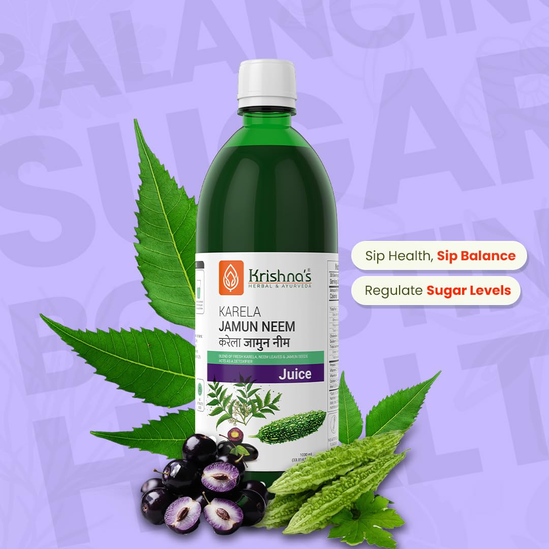 KRISHNA'S HERBAL & AYURVEDA Krishna'S Karela Jamun Neem Juice-1000 Ml Blend Of Fresh Karela, Neem Juice & Jamun Seeds Ayurvedic Solution For Balancing Sugar Levels, Pack Of 1 – view 6