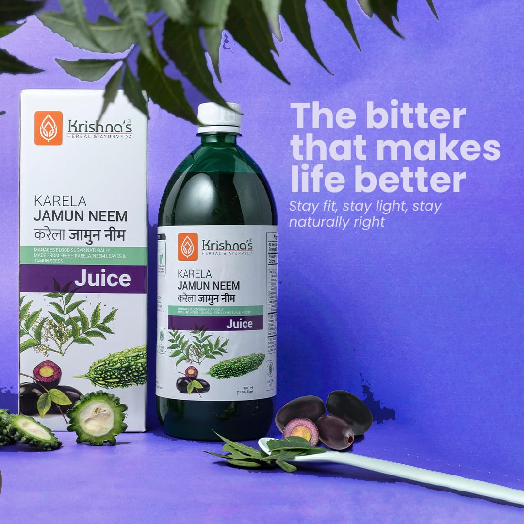 KRISHNA'S HERBAL & AYURVEDA Krishna'S Karela Jamun Neem Juice-1000 Ml Blend Of Fresh Karela, Neem Juice & Jamun Seeds Ayurvedic Solution For Balancing Sugar Levels, Pack Of 1 – view 8