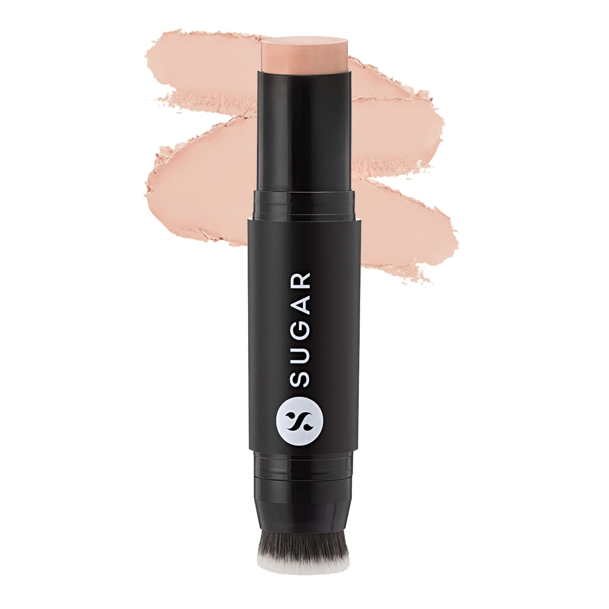 Matte cream foundation stick with built-in blending brush