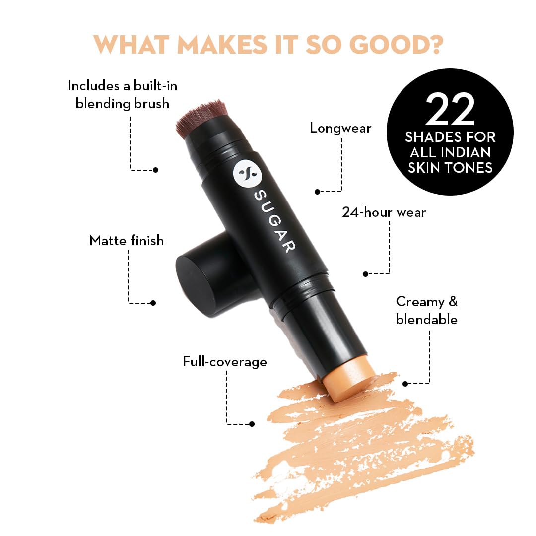 SUGAR Cosmetics Ace Of Face Foundation Stick with In-Built Brush – view 3