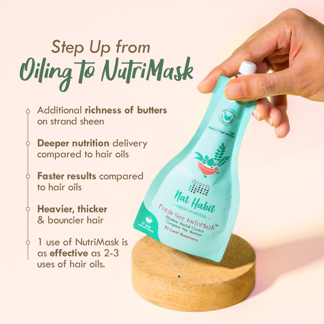 Nat Habit Tri-Leaf Rosemary NutriMask - Hair Mask For Hairfall, Conditioning, Smoothening & Shine, Suitable For all Scalp Types (Pack of 2 x 40gm) – view 7