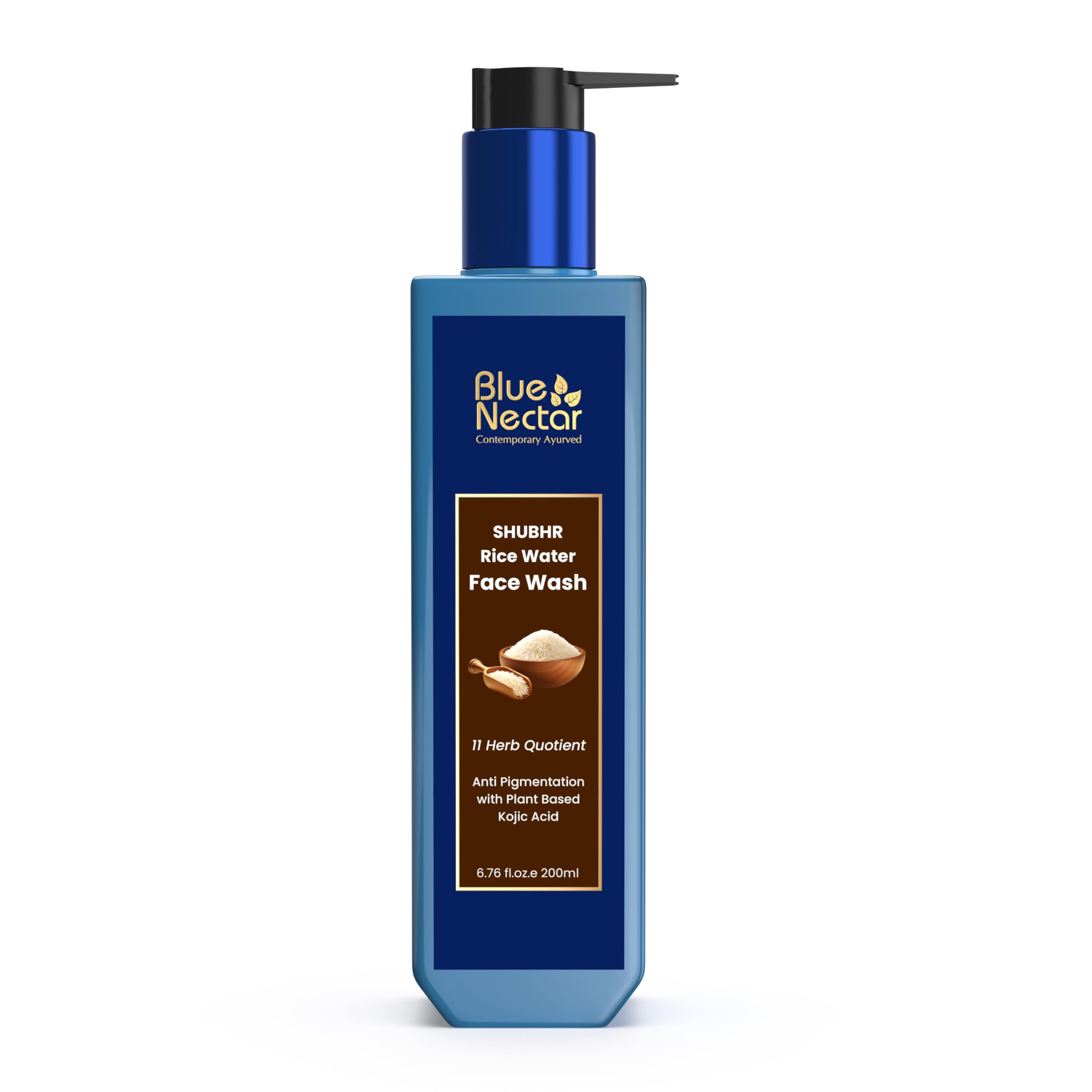 Blue Nectar rice water kojic acid face wash front bottle