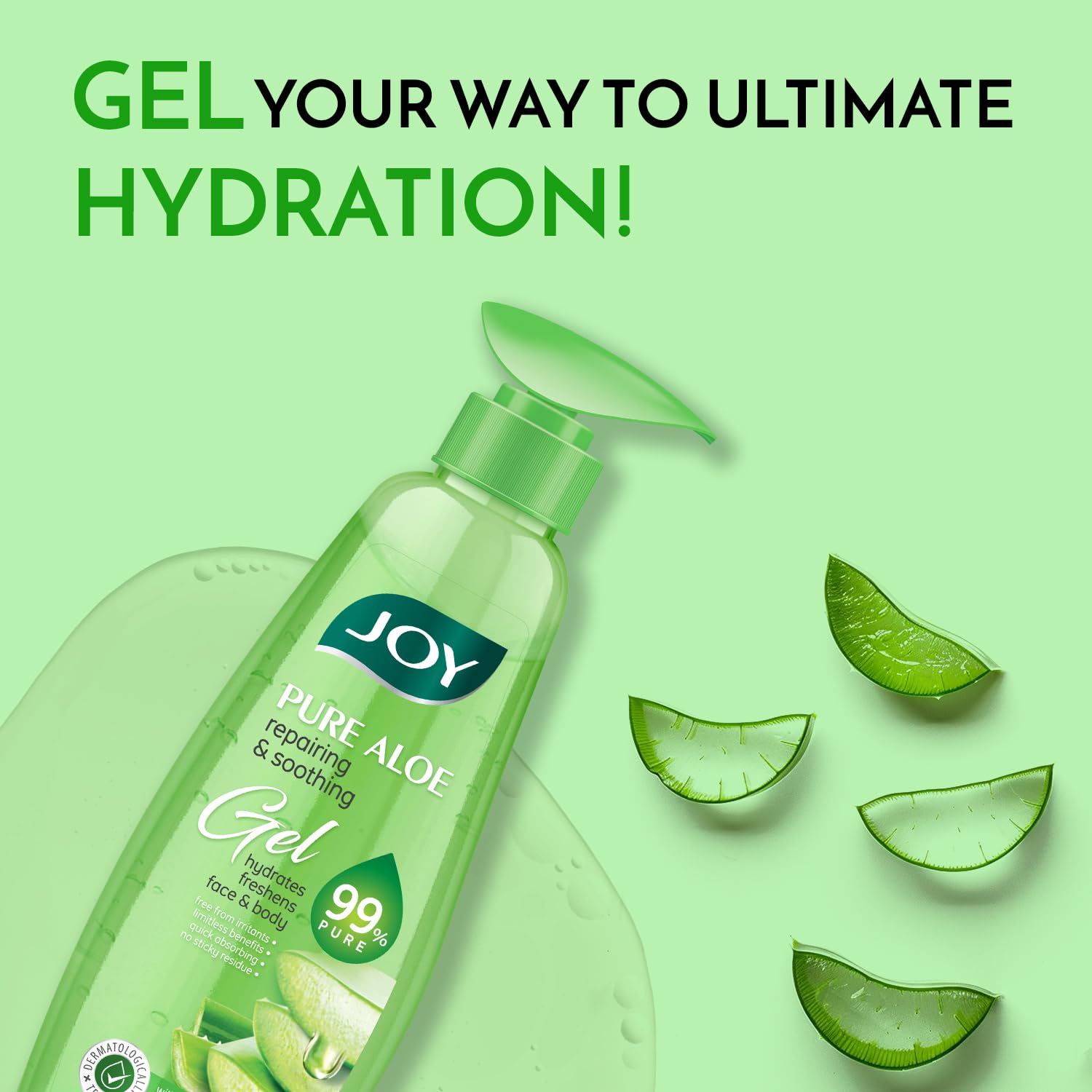 Joy Pure Aloe Vera Gel for Face & Body (300ml) with Natural Moisturisers & Pro Vitamin B5 – view 3