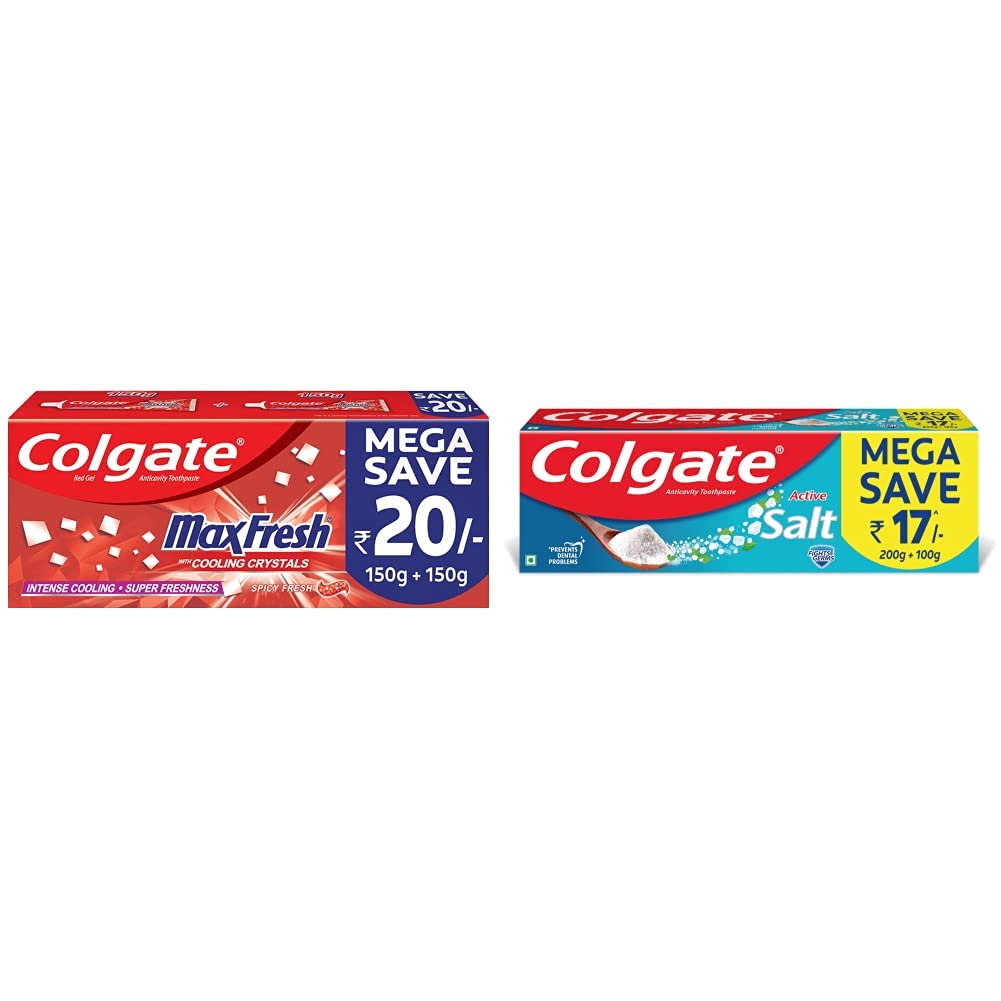 Colgate toothpaste combo pack with Maxfresh gel and Active Salt