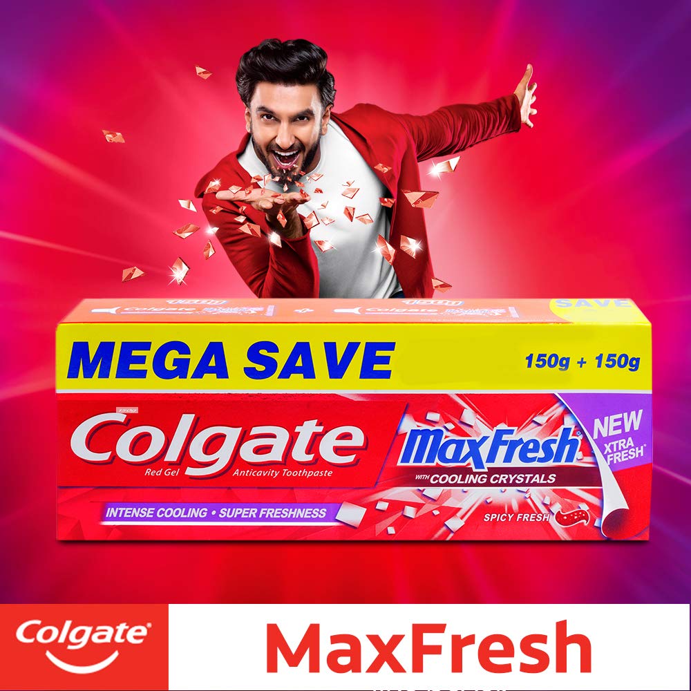 Colgate Maxfresh Spicy Fresh Red Gel Toothpaste - 300 g and Colgate Toothpaste Active Salt - 300 g (Natural - Saver Pack) – view 4