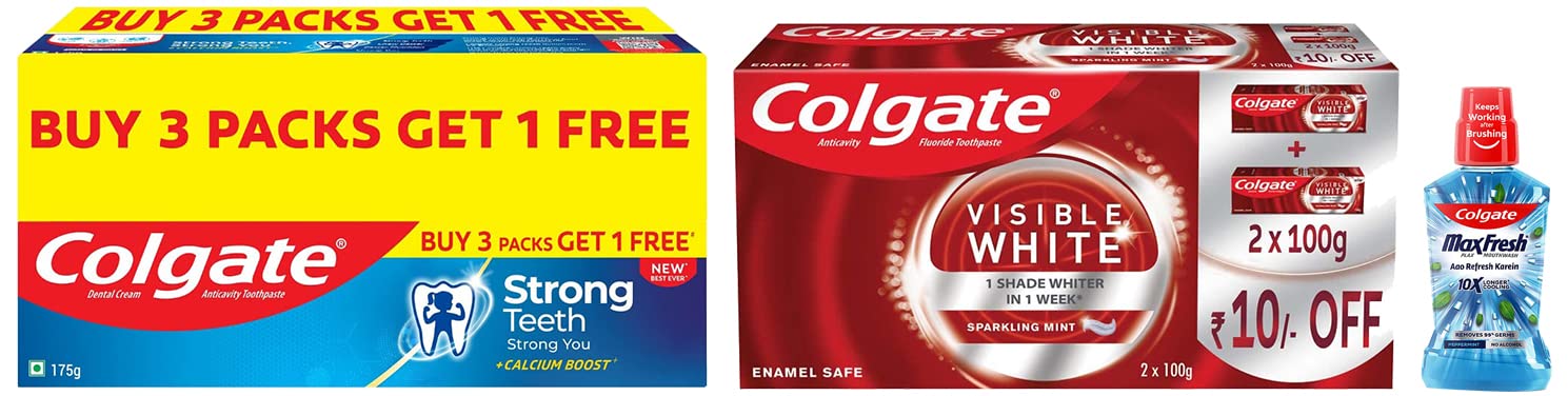 Colgate oral care combo with mouthwash and two toothpastes