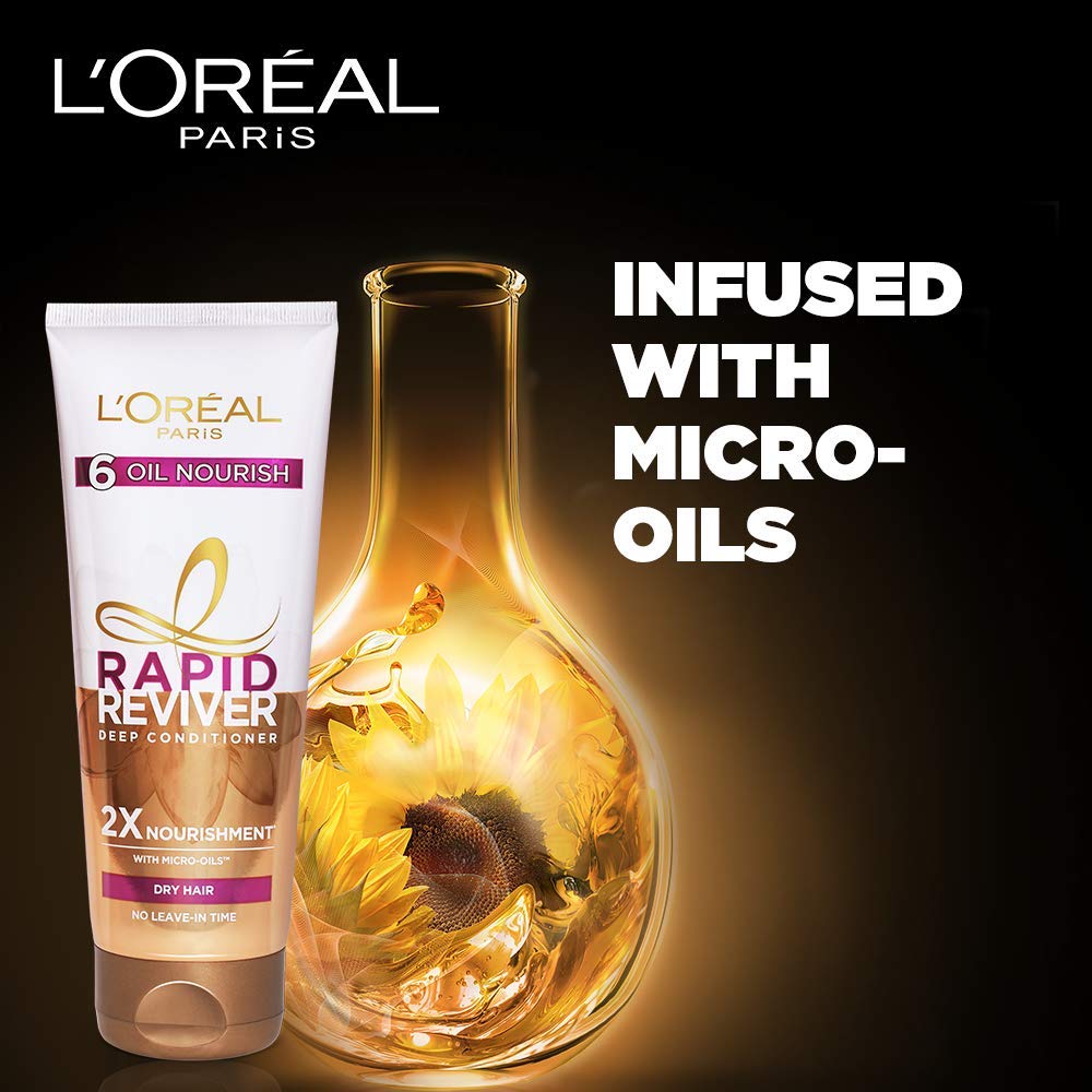 L'Oreal Paris Deep Conditioner, With Micro-Oils, Deeply Nourishes Dry Hair, No-Leave In Time, Rapid Reviver 6 Oil Nourish, 180ml – view 4