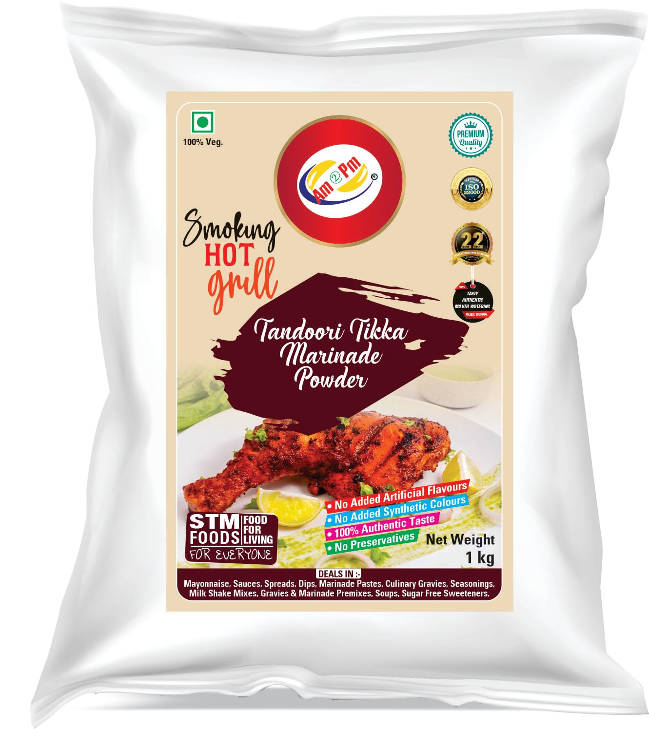 Front pack of Am 2 Pm tandoori marinade powder 1kg