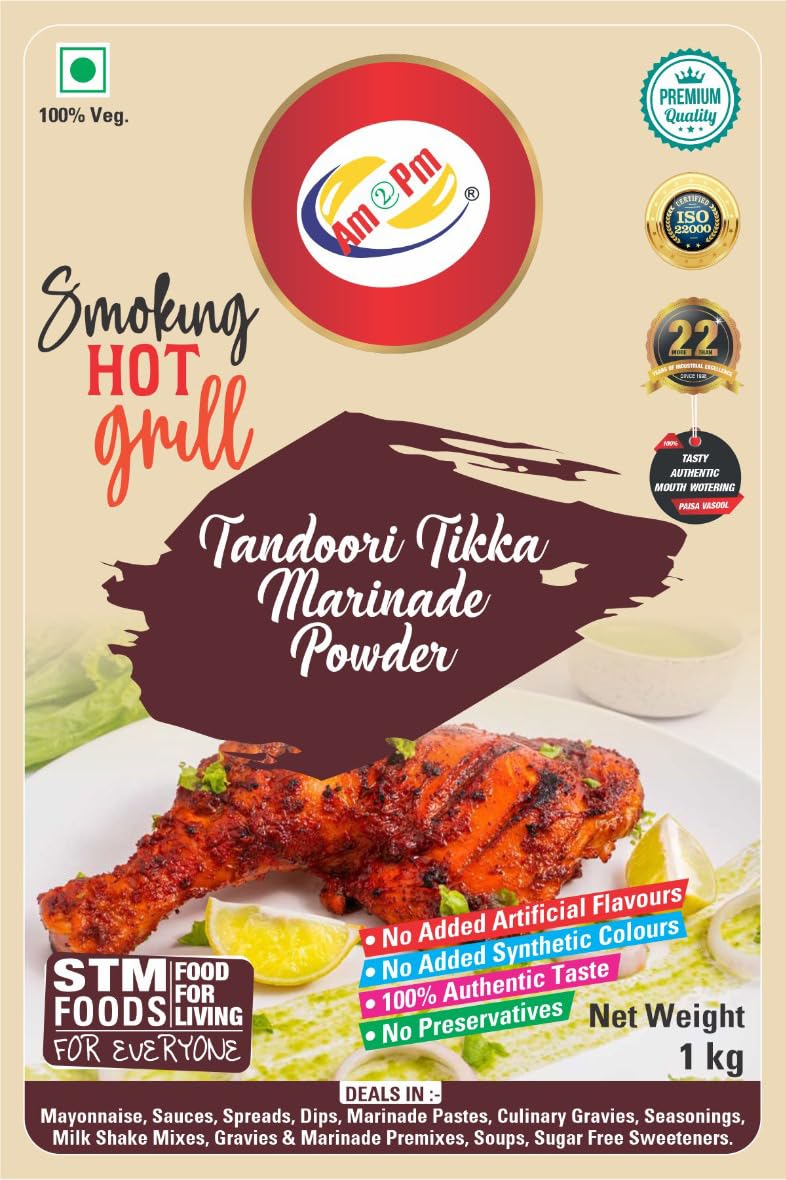 Am 2 Pm - Tandoori Tikka Marinade Base Powder 1kg, Ready to cook spice mix, Smoky Tandoori Chicken Masala, Paneer Tikka Masala, Mushroom Tikka Masala – view 5
