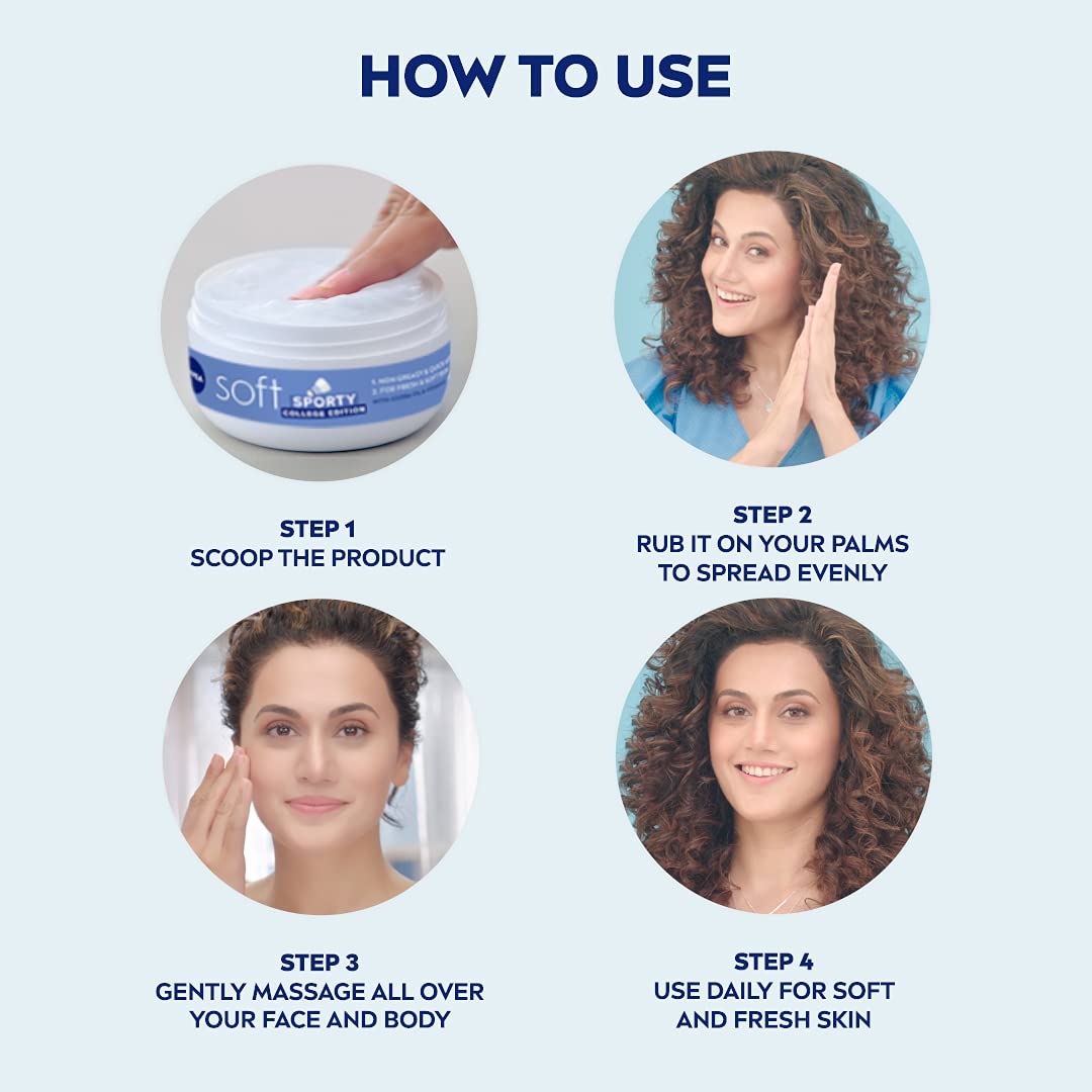 Nivea Soft Moisturizer for Face, Hand & Body, Non Sticky Cream, Sporty College Edition, 200 ml – view 4