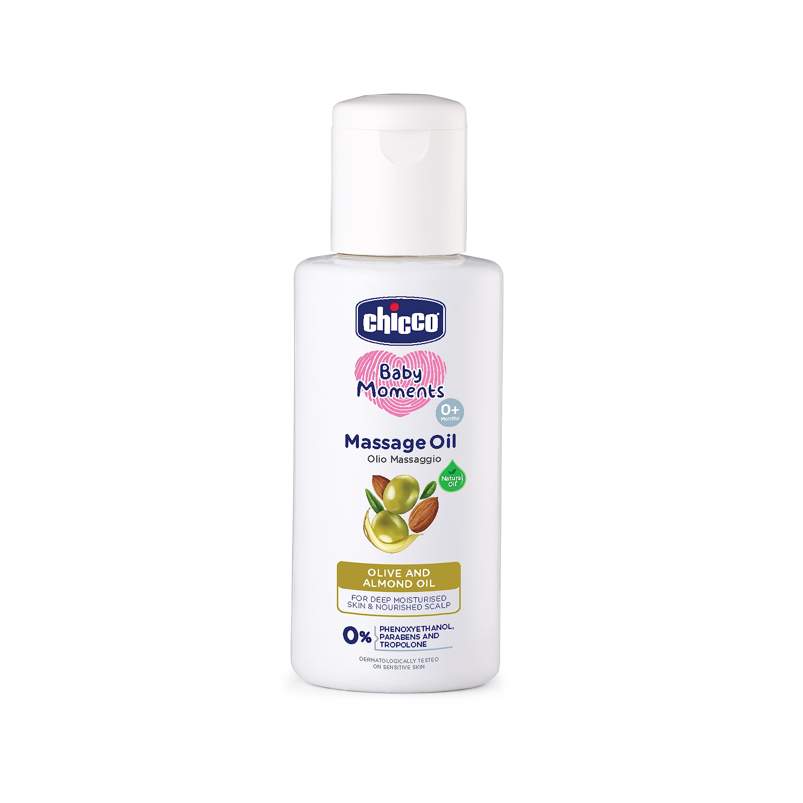 Chicco Baby Moments non-sticky massage oil bottle for babies