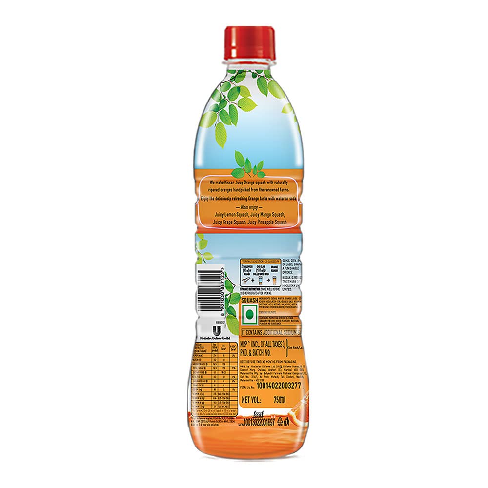 Kissan Orange Vegetarian Squash Bottle, 750Ml – view 2