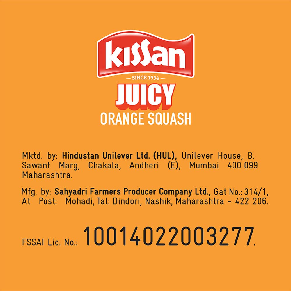 Kissan Orange Vegetarian Squash Bottle, 750Ml – view 3