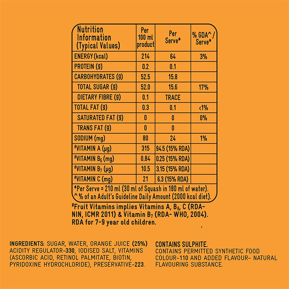 Kissan Orange Vegetarian Squash Bottle, 750Ml – view 4