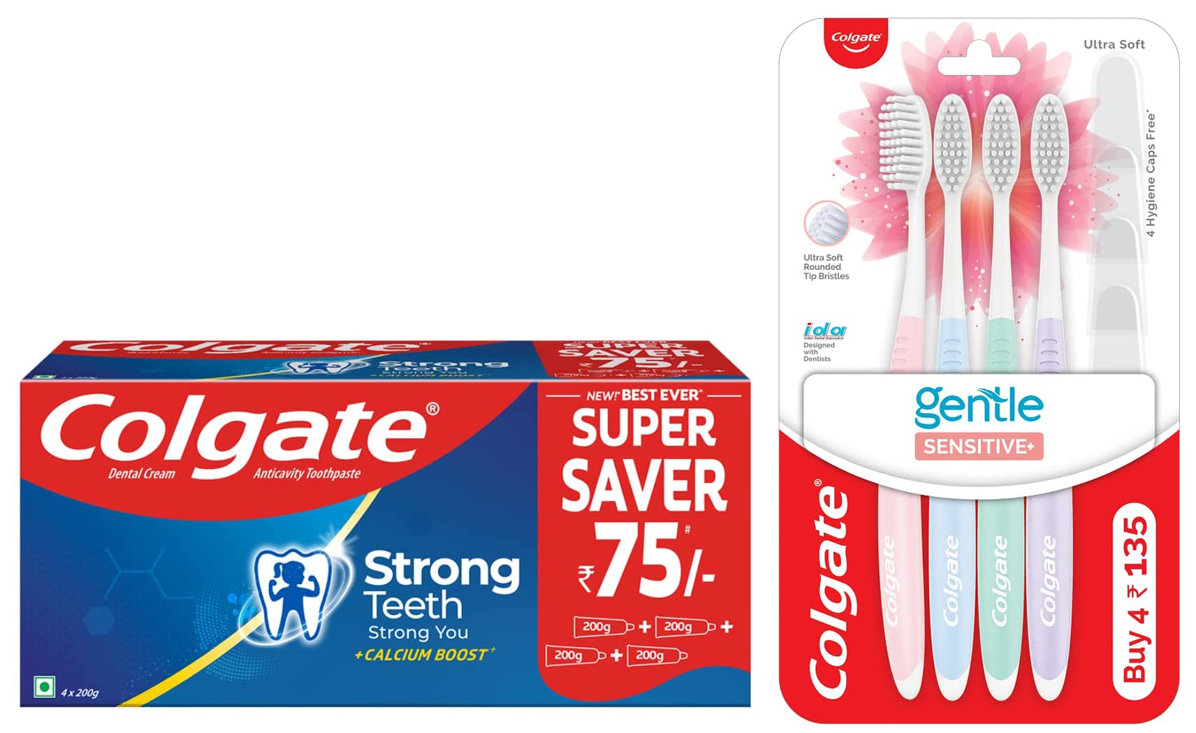 Colgate cavity protection toothpaste pack and soft-bristle adult toothbrushes