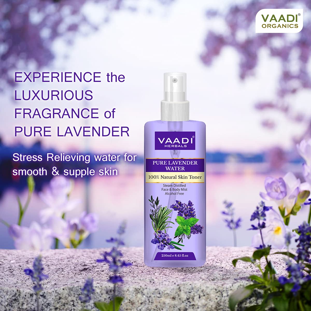 Vaadi Herbals Pvt Ltd Lavender Water -100% Natural & Pure Skin Toner, 250 ml – view 4