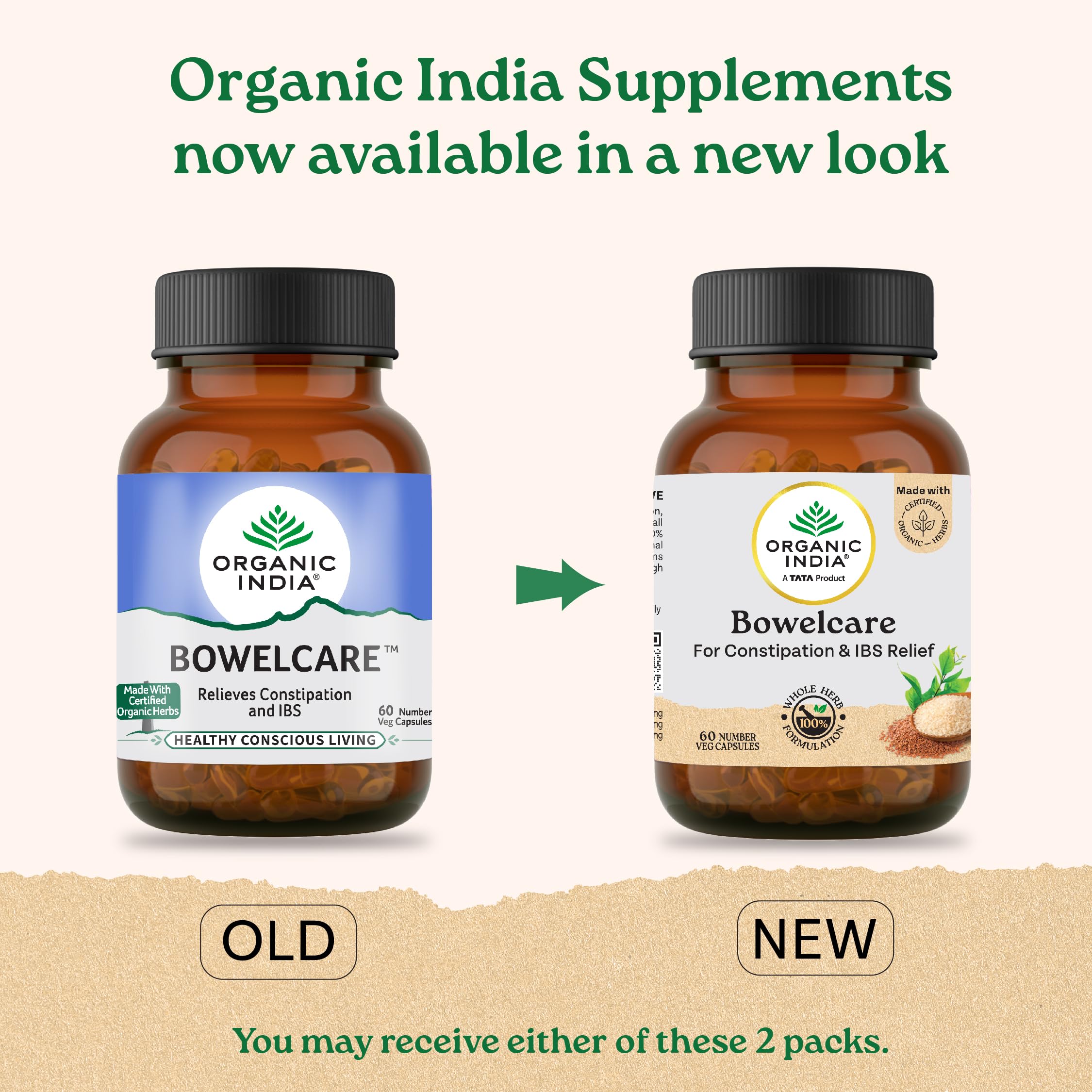 A TATA Product - Organic India Bowelcare - 60 Veg Capsules, Helps Relieve Constipation, Hyperacidity & IBS, Clean & Lubricate Bowel, Normalizes Digestion & Elimination, GMP & NPOP Certified Organic – view 2