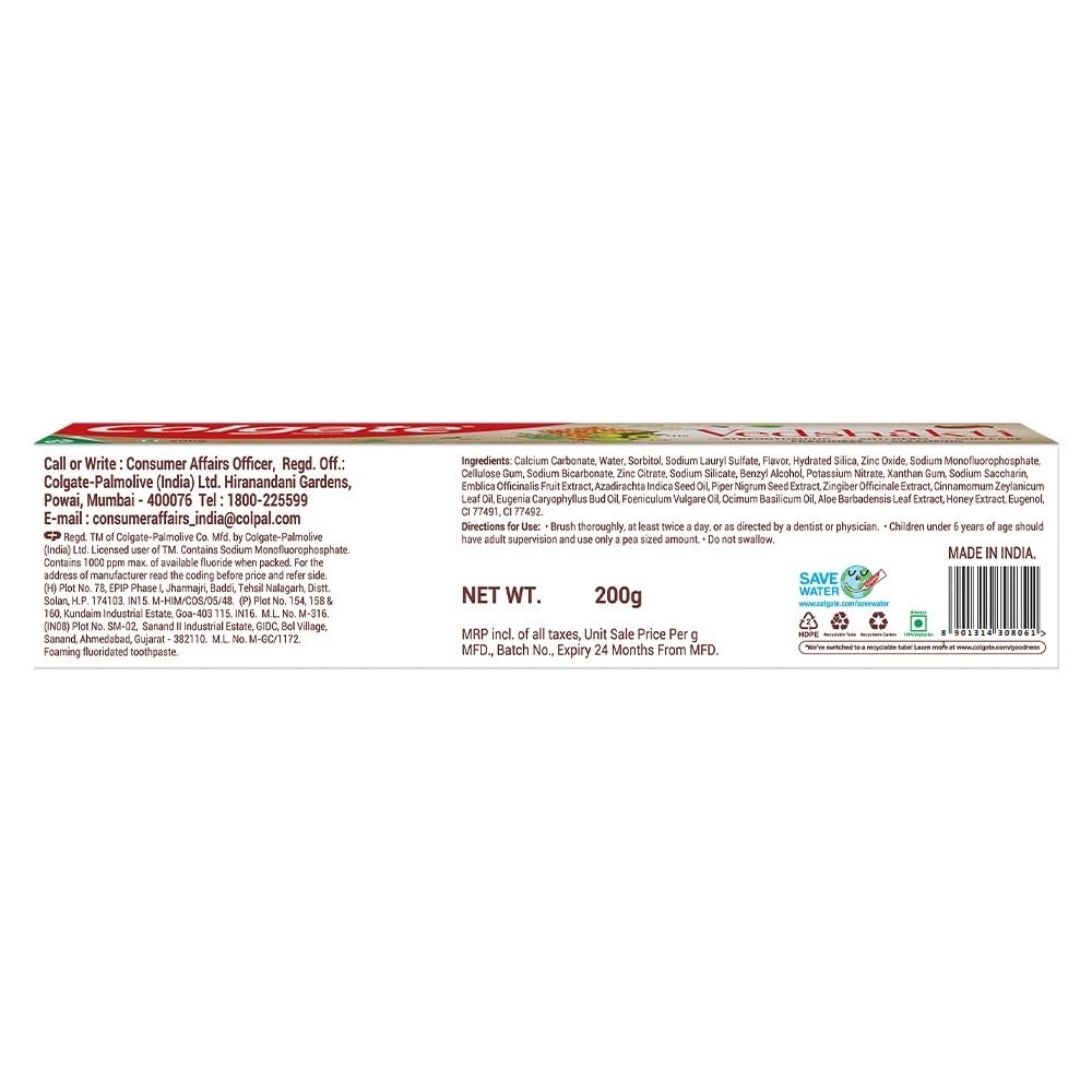 Colgate Vedshakti Toothpaste, Anti-Bacterial Paste For Whole Mouth Health, With Neem, Clove, And Honey, 200G, Freshening – view 6