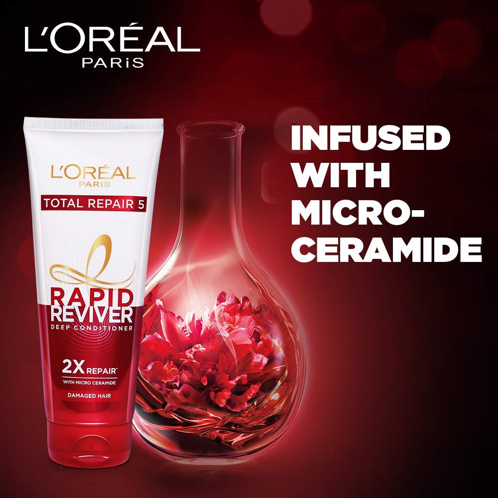 L'Oreal Paris Deep Conditioner, With Micro-Ceramides, Intensly Repairs Damaged Hair, Rapid Reviver Total Repair 5 Deep Conditioner, 180ml – view 4