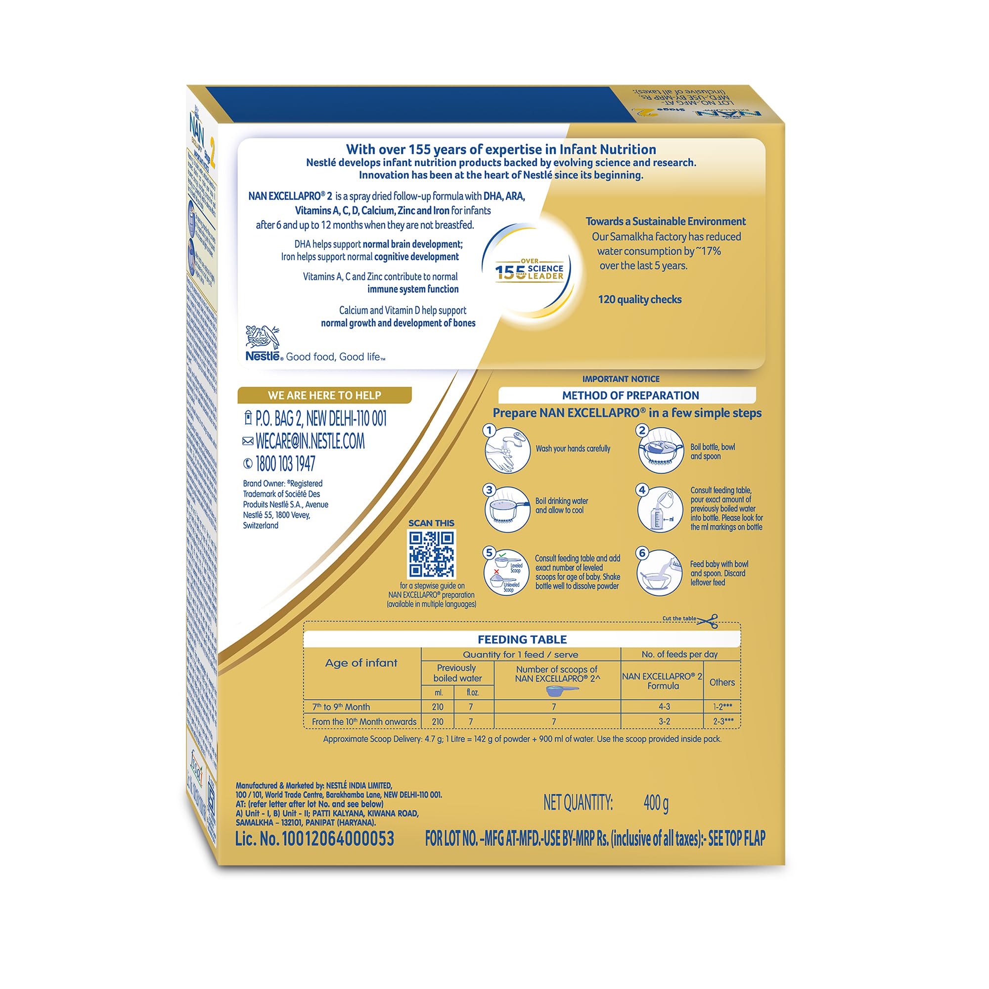 EXCELLAPRO Nestlé Nan Excellapro 2 Follow-Up Formula Powder - After 6 Months, Up To 12 Months, Stage 2, 400G Bag-In-Box Pack, Infant – view 2