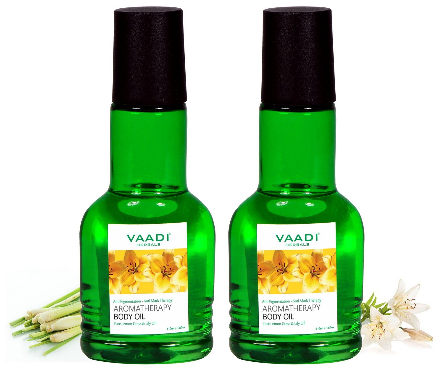 Vaadi Herbals Aromatherapy Body Oil, Lemongrass and Lily, 110ml x 2 – view 2