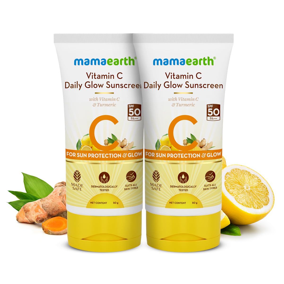 Mamaearth Vitamin C Daily Glow Sunscreen with Vitamin C & Turmeric, SPF 50, 50 g x 2 – view 2