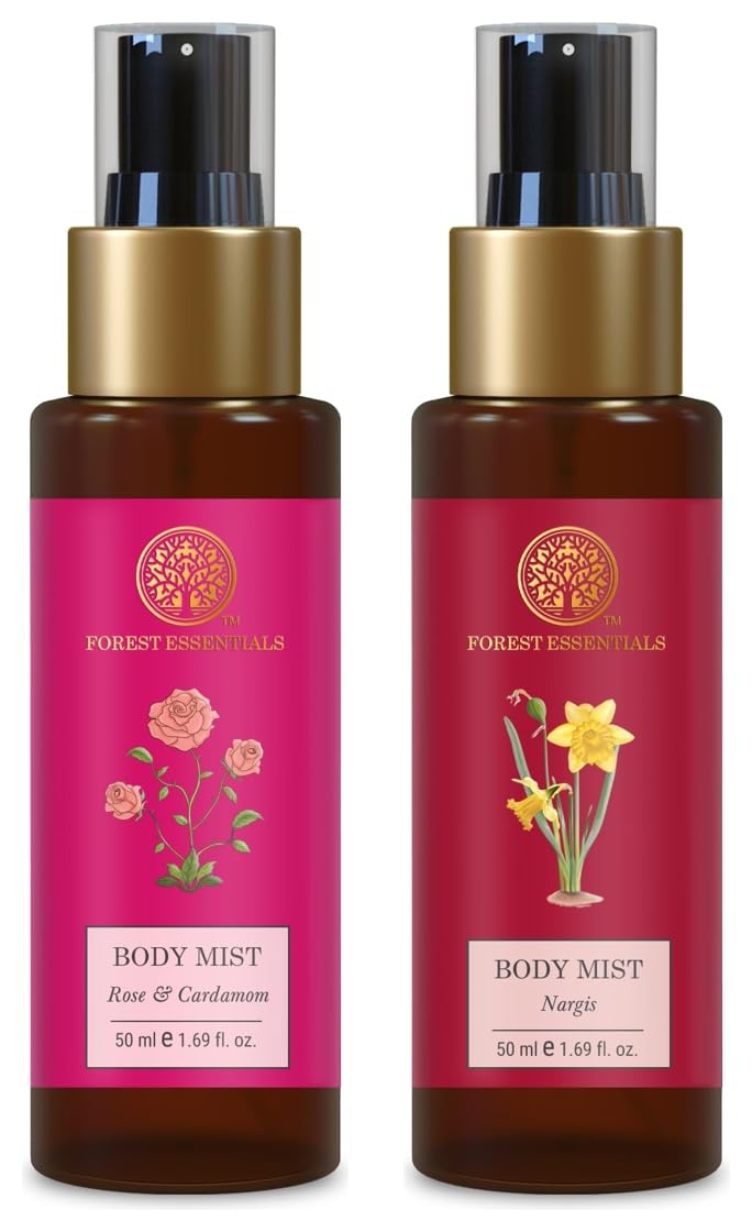 Forest Essentials body mist combo with Rose and Cardamom and Nargis
