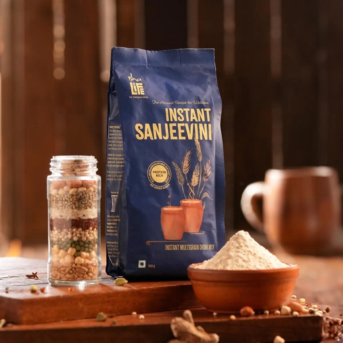 Isha life New Instant Sanjeevini Multigrain Health Drink Mix(500 gms). No Added Sugar. Traditional recipe. Contains millets, grains, legumes and spices – view 2