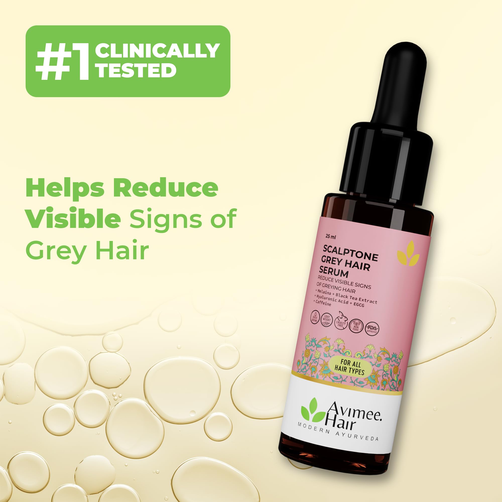 Avimee Herbal Scalptone Grey Hair Serum with Hyaluronic Acid & Caffeine – view 2