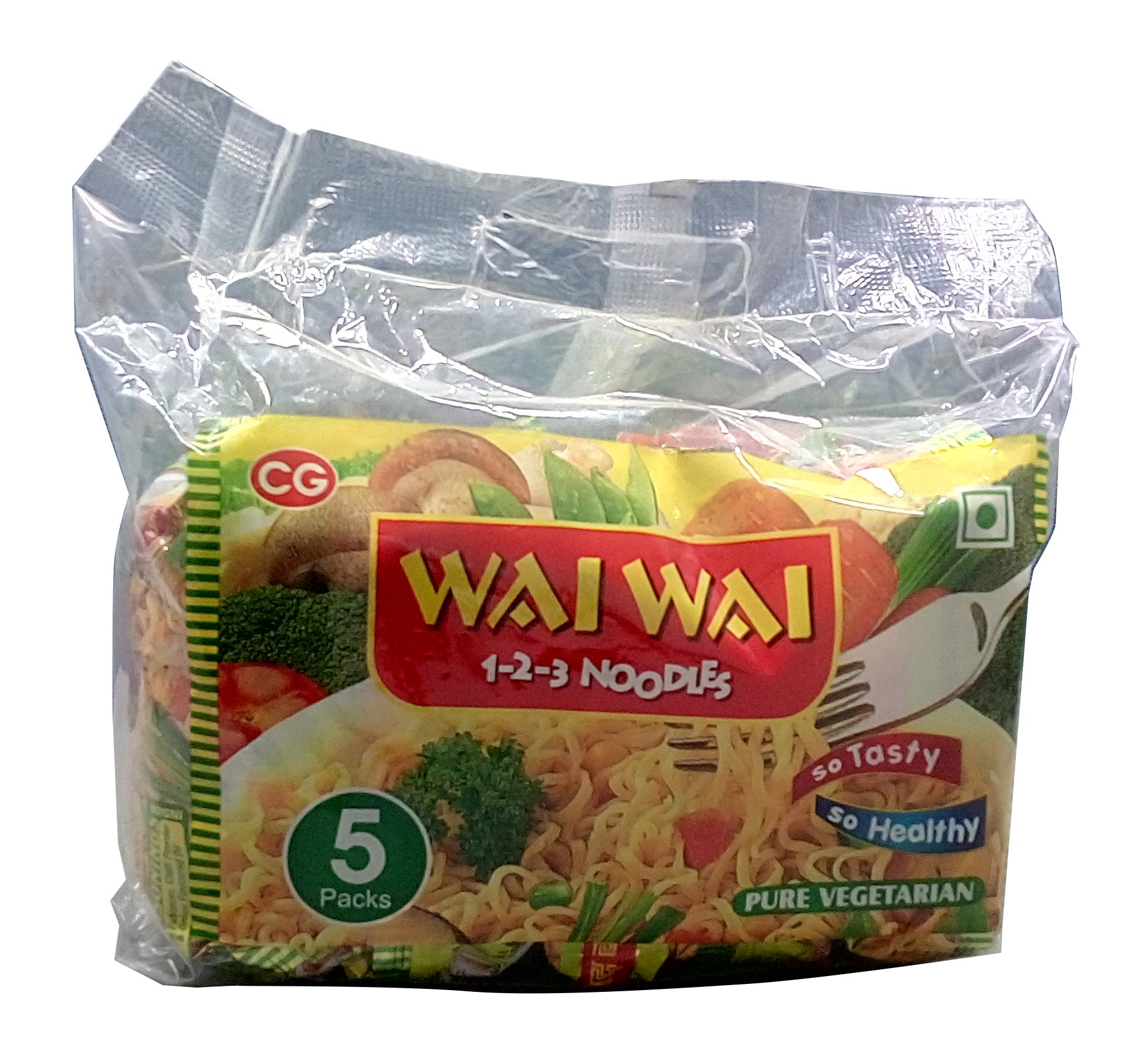 Wai Wai Vegetarian 123 Veg Noodles, 75 Grams(Pack Of 5)