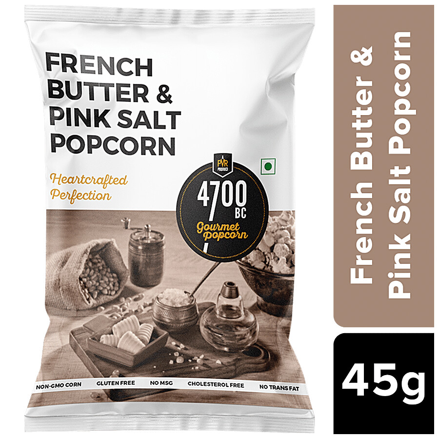 Five pouches of 4700BC French butter pink salt popcorn