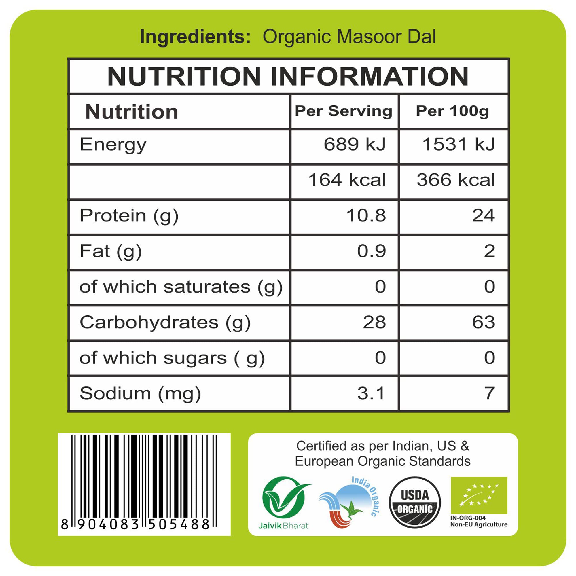24 Mantra Organic Unpolished Masoor Dal/Red Lentil - 500 gms – view 4