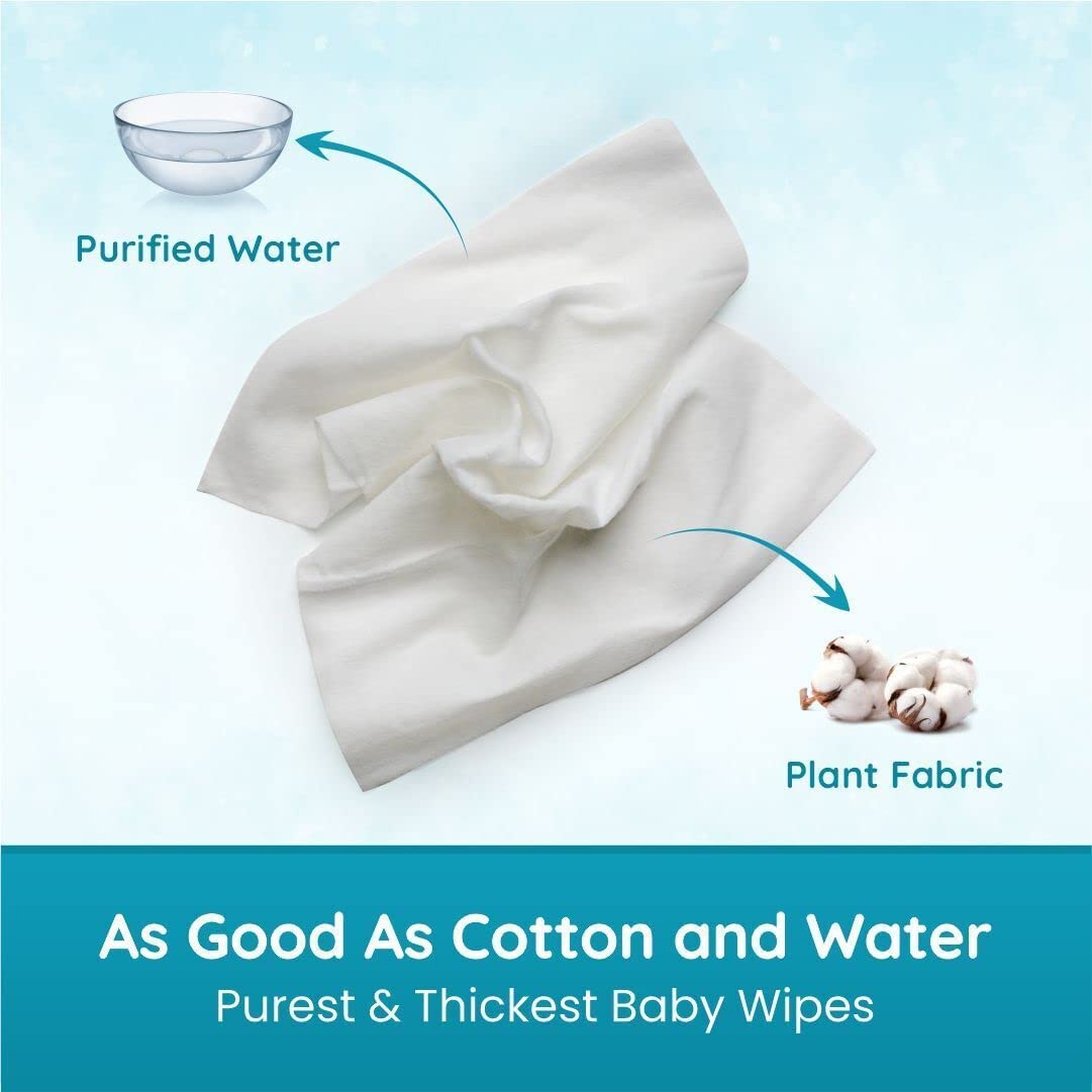 Mother Sparsh 99% Pure Water (Unscented) Baby Wipes I Natural Plant Made Cloth - Super Thick I 72 pcs/Pack - Pack of 6 (Super Saver Pack) – view 4