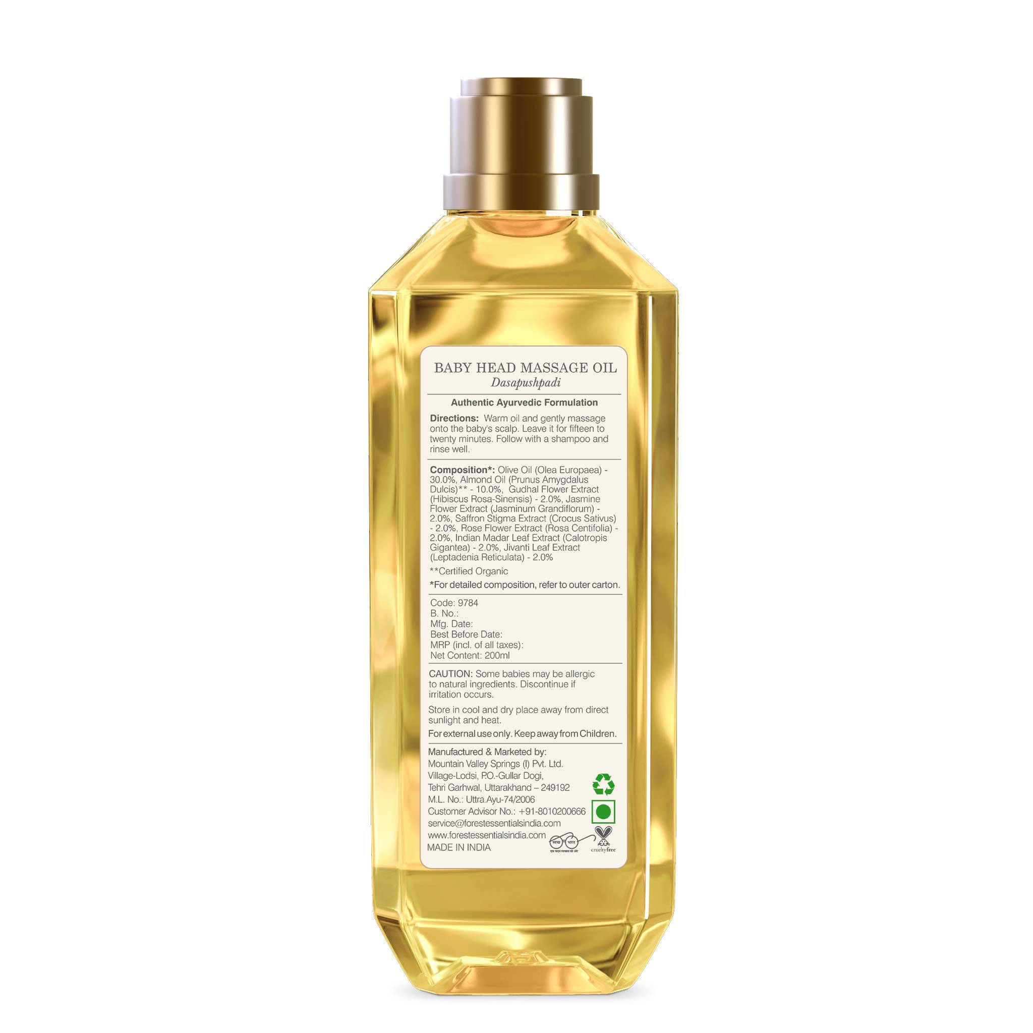 Forest Essentials Dasapushpadi Baby Hair and Body Wash, 200ml & Forest Essentials Dasapushpadi Baby Head Massage Oil, 6.67 Fl Oz – view 7