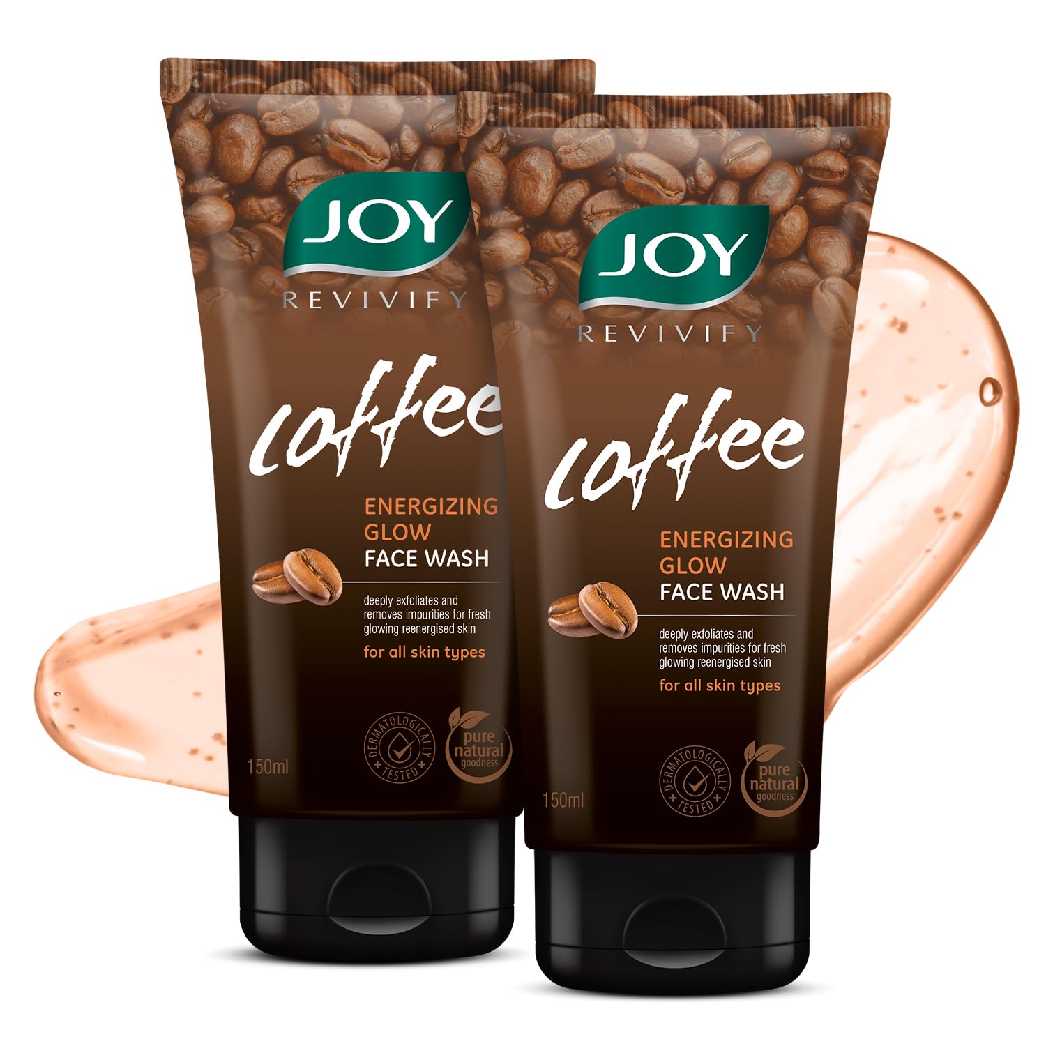 Joy coffee face wash gel combo with two 150 ml tubes