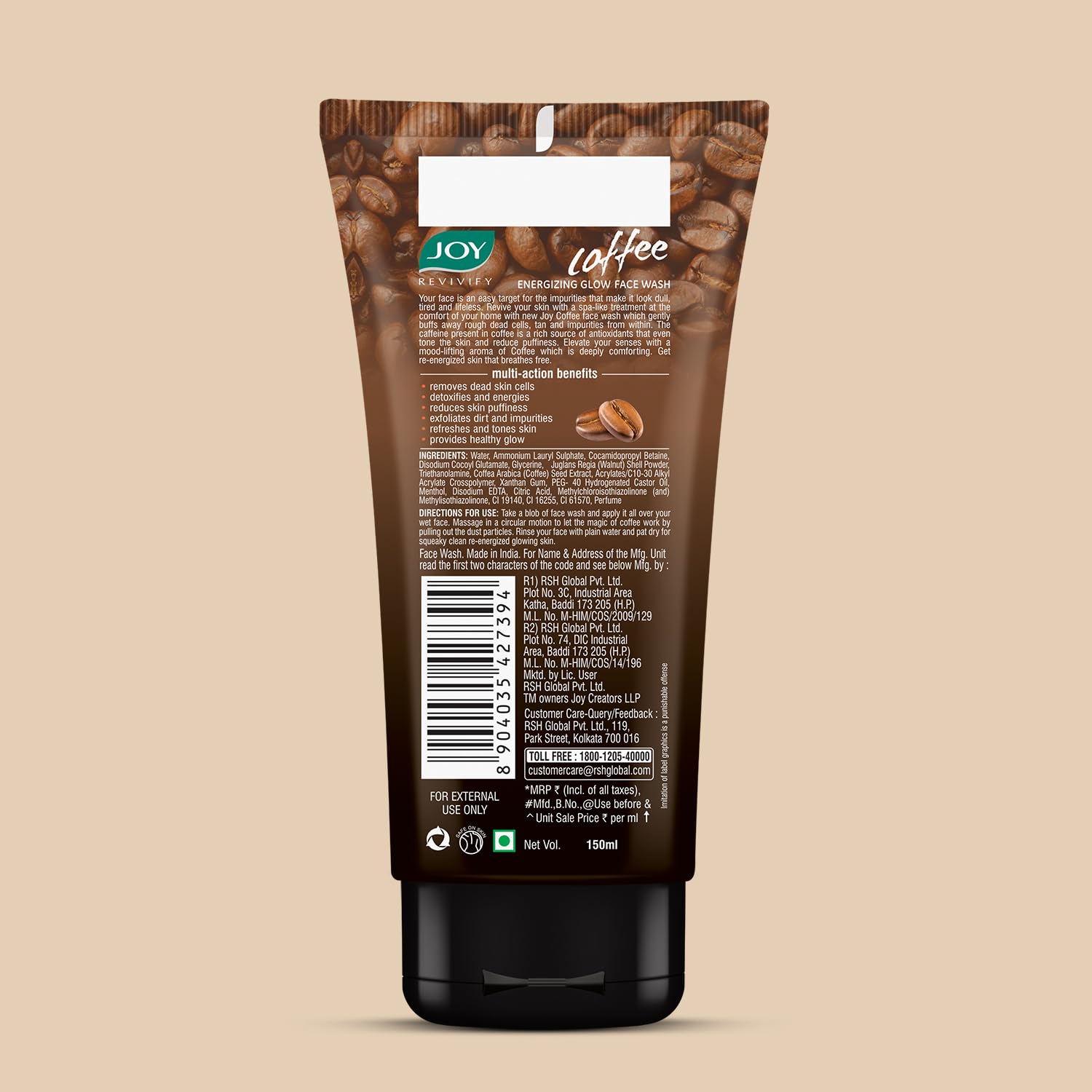 Joy Tan Removal Exfoliating Coffee Face Wash (2X150ml) – view 7