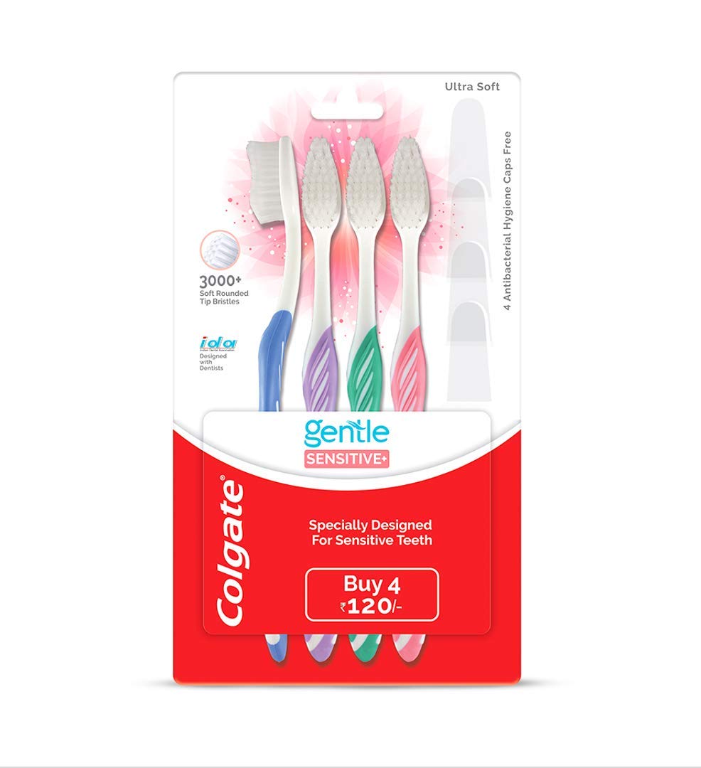 Colgate Total Whole Mouth Health, Antibacterial Toothpaste, 120gm + 120gm (Advanced Health, Saver Pack) and Colgate Gentle Sensitive Soft Bristles Toothbrush - 4 Pcs – view 5