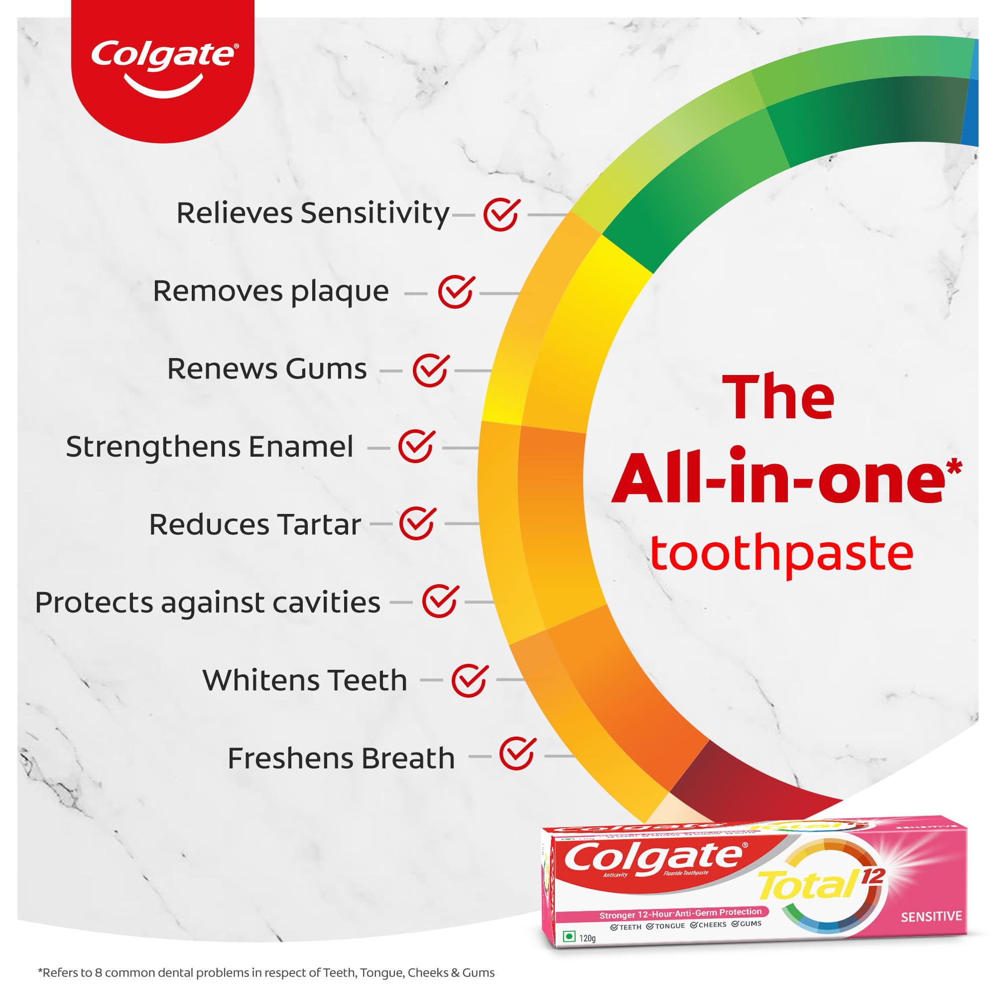 Colgate Total Sensitive Anti-Germ Protection Toothpaste - 120g, World's No. 1* Germ-fighting Toothpaste – view 2