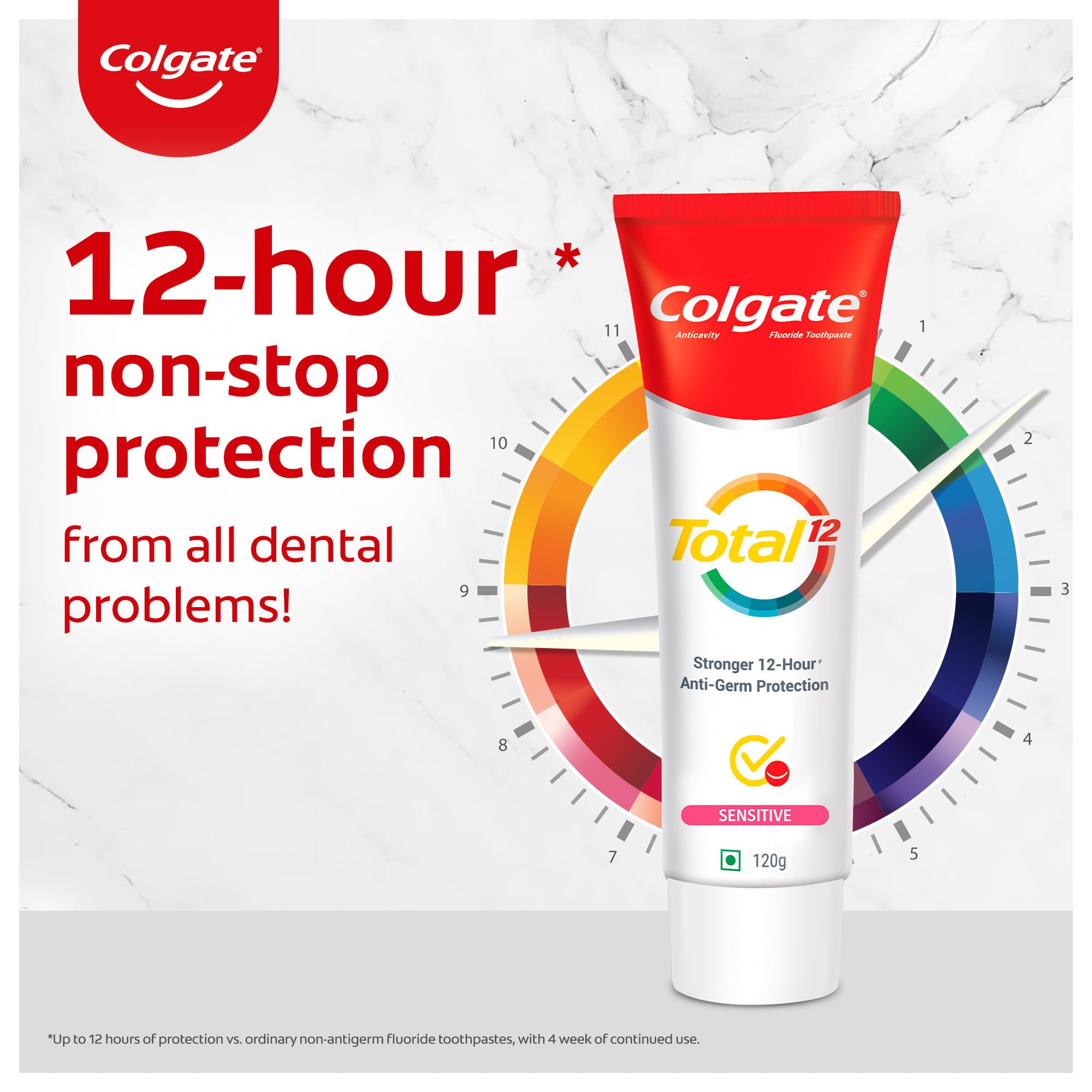 Colgate Total Sensitive Anti-Germ Protection Toothpaste - 120g, World's No. 1* Germ-fighting Toothpaste – view 4